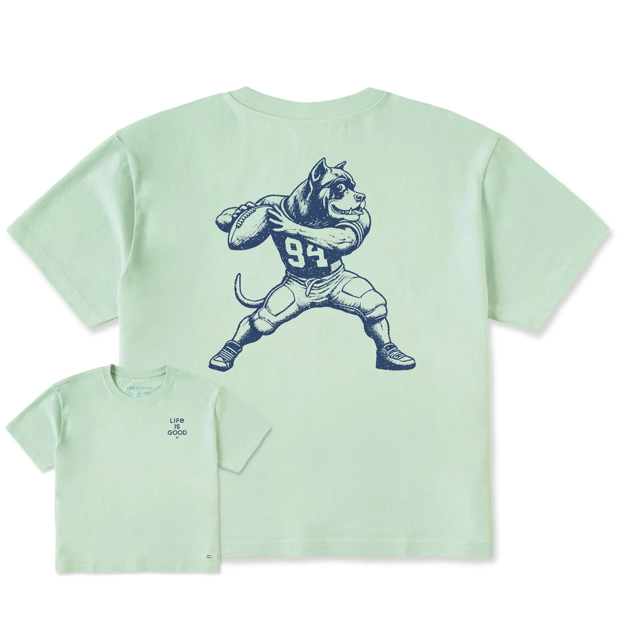 Women's Bert's Cane Corso w Football Short Sleeve Crusher Boxy Tee Life is Good
