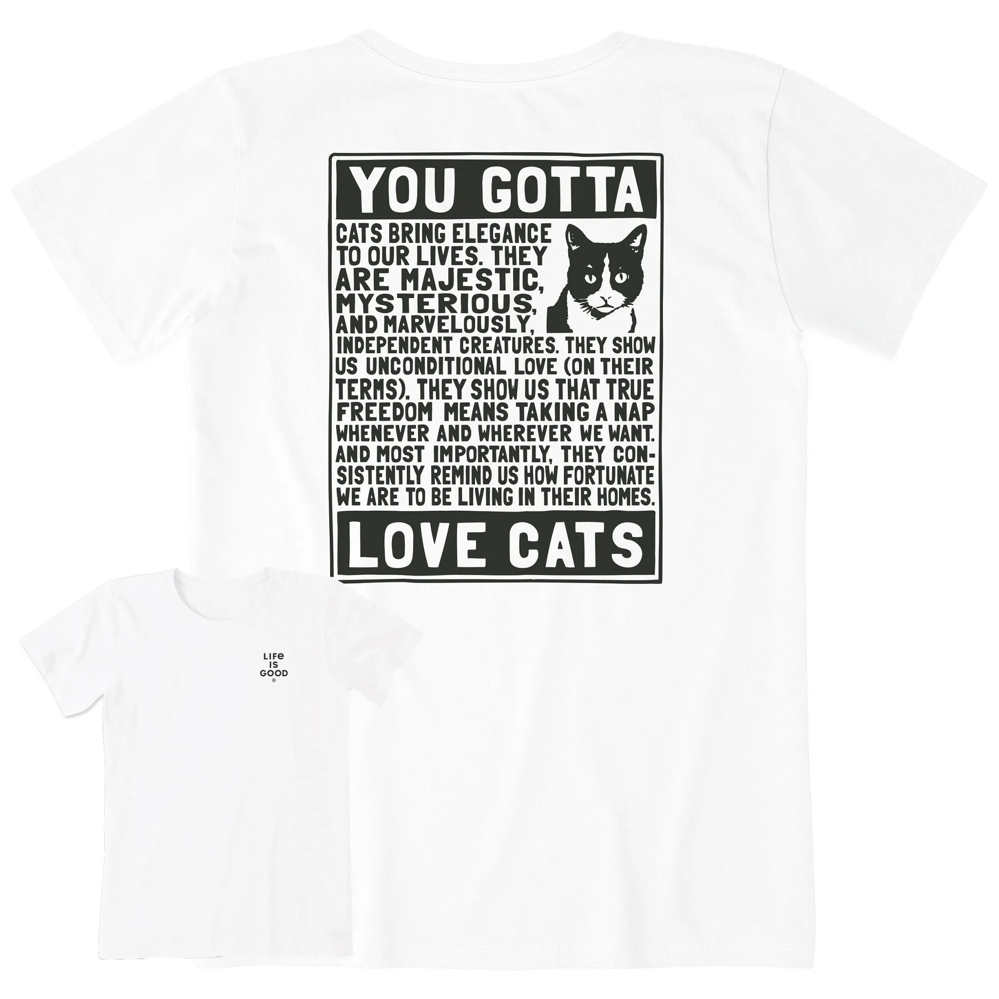 Women's Berts Cat Manifesto Short Sleeve Crusher Tee Life is Good