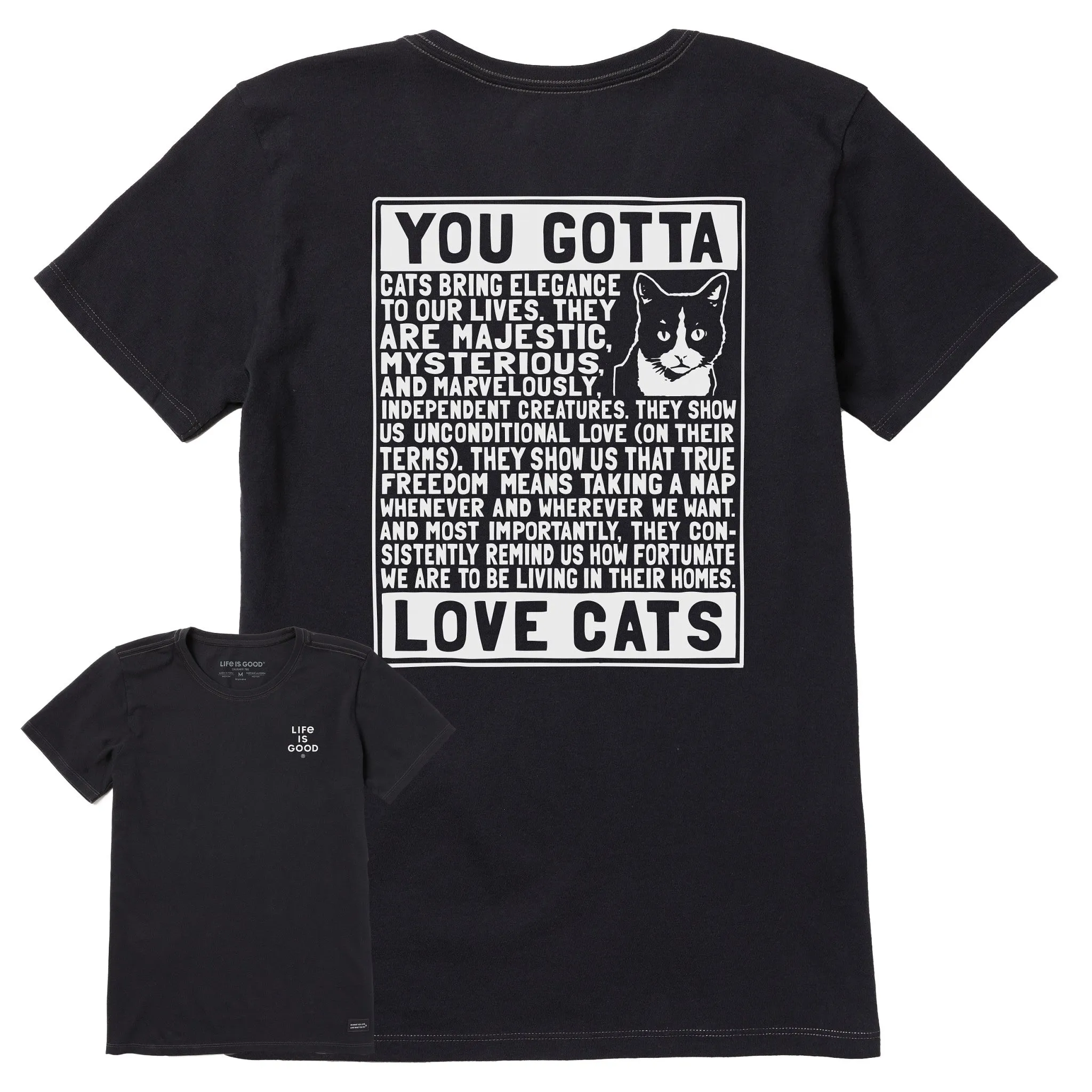 Women's Berts Cat Manifesto Short Sleeve Crusher Tee Life is Good