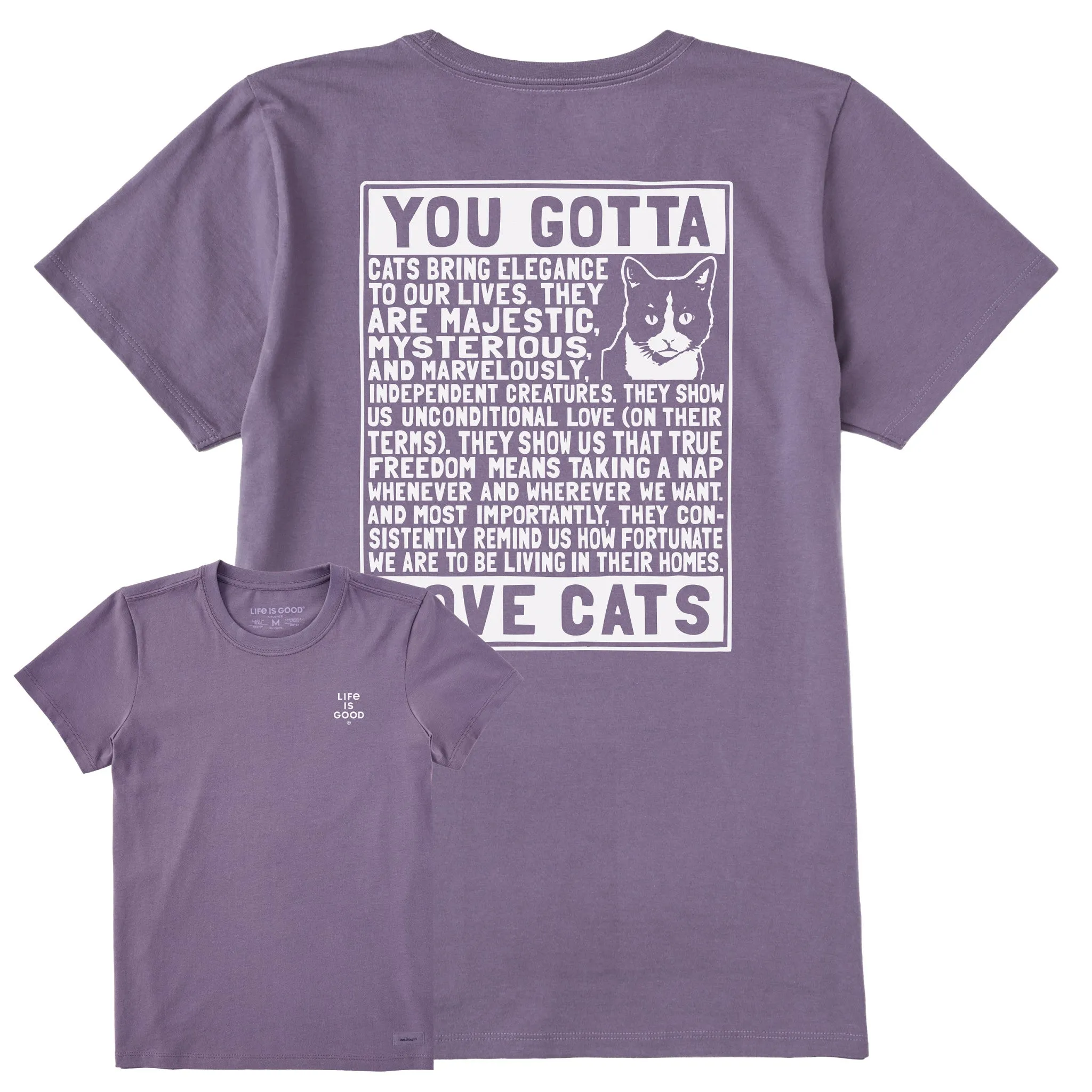 Women's Berts Cat Manifesto Short Sleeve Crusher Tee Life is Good