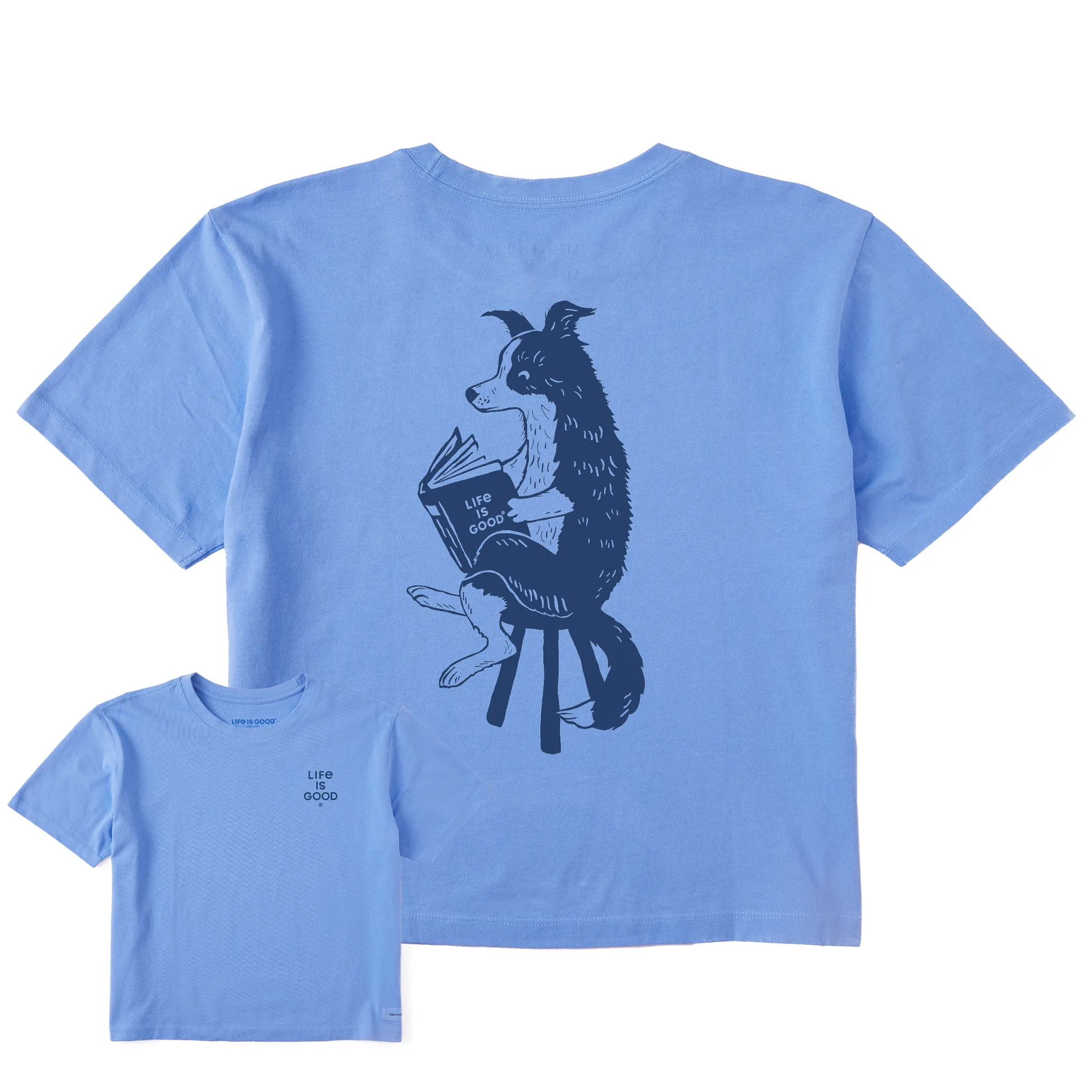 Women's Bert's Collie with Book Short Sleeve Crusher Boxy Tee Life is Good