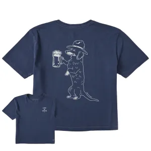 Women's Bert's Dachshund w Beer Short Sleeve Crusher Boxy Tee Life is Good