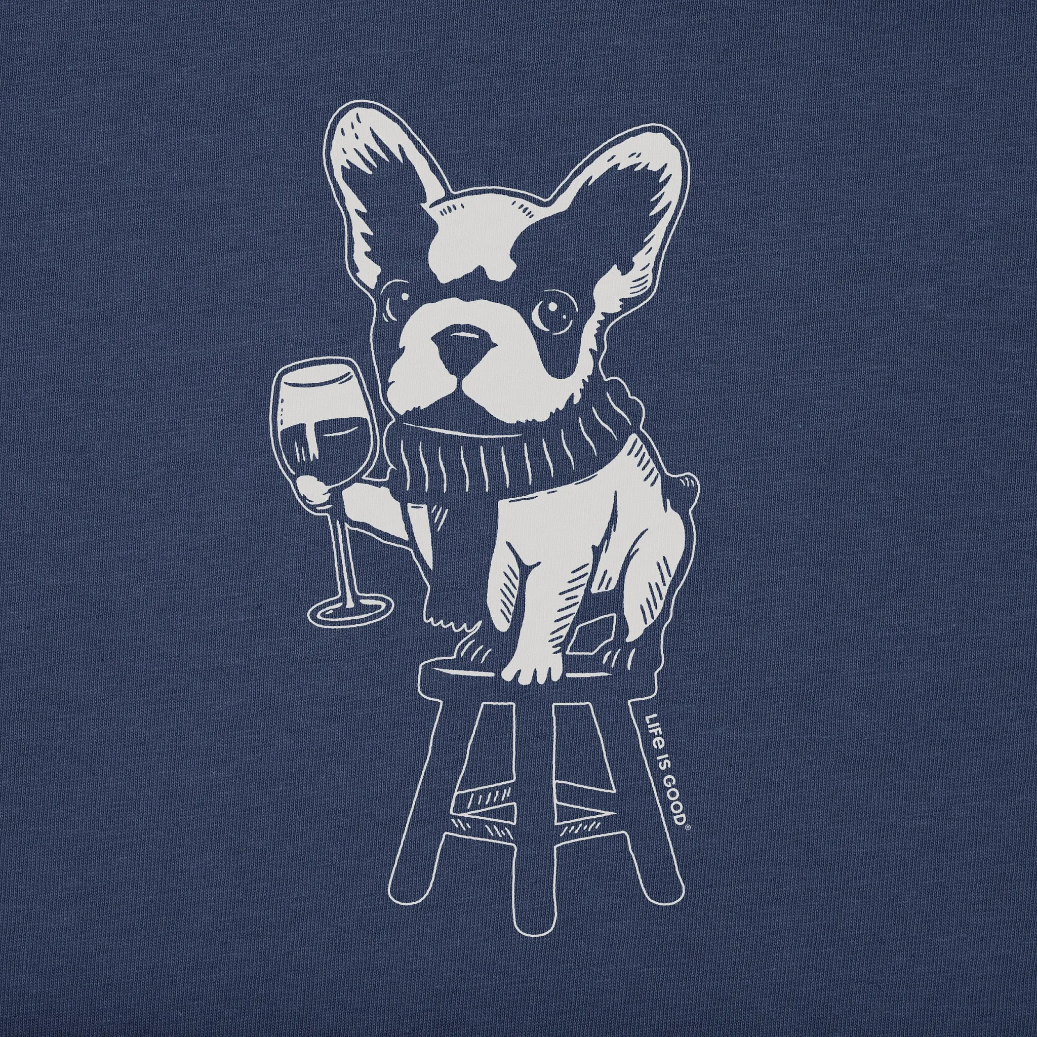 Women's Bert's Frenchie with Wine Short Sleeve Crusher Boxy Tee Life is Good