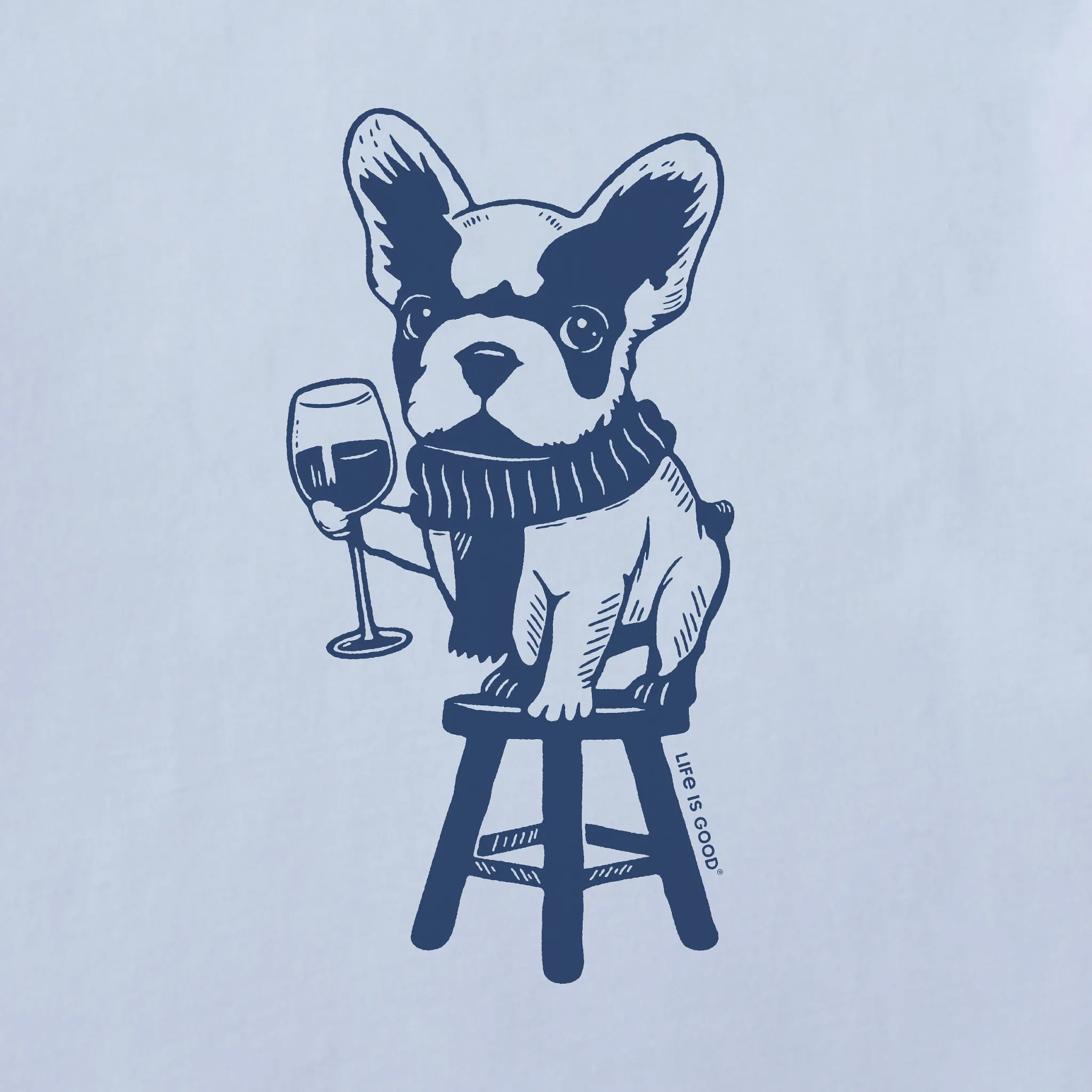 Women's Bert's Frenchie with Wine Short Sleeve Crusher Boxy Tee Life is Good