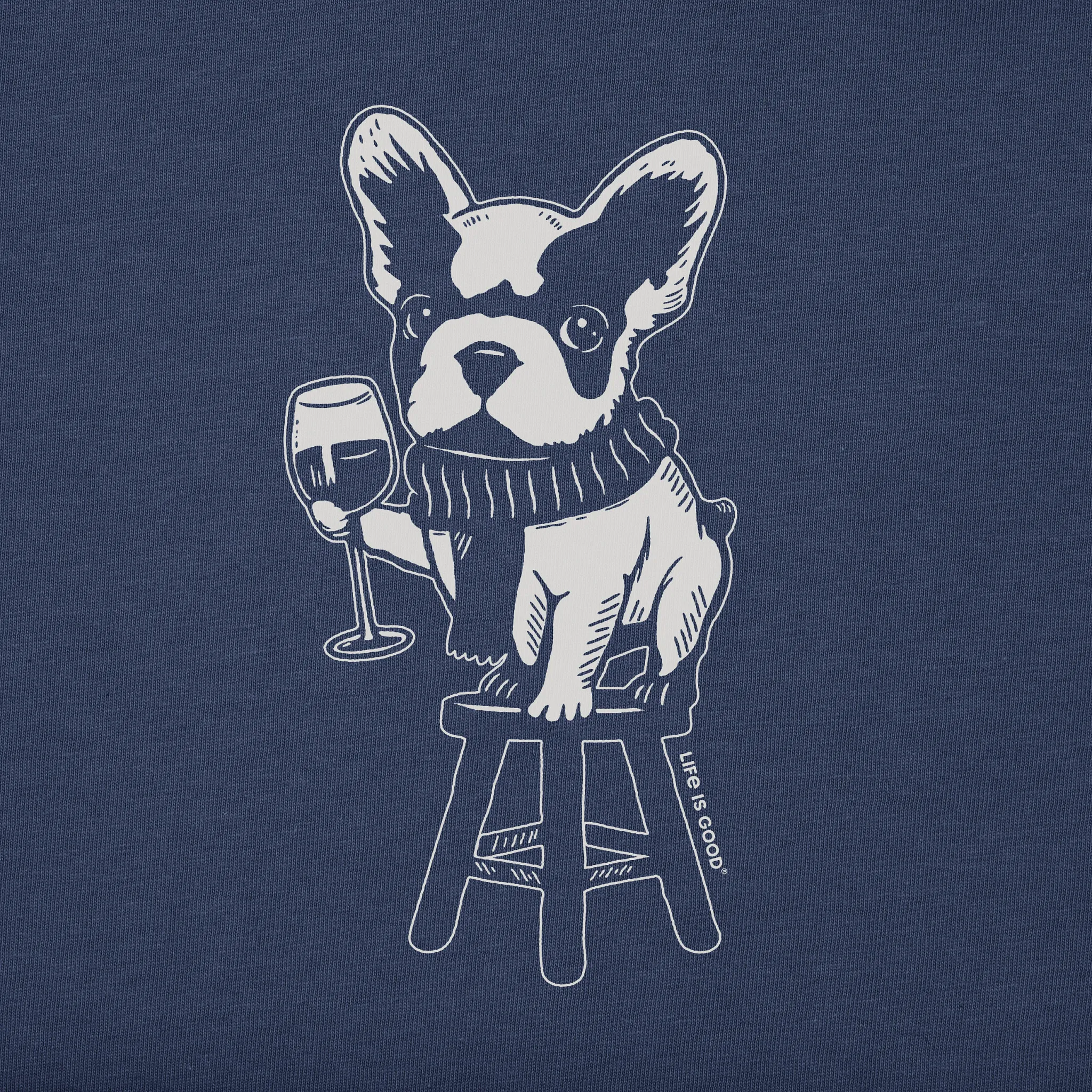Women's Bert's Frenchie with Wine Short Sleeve Crusher Boxy Tee Life is Good