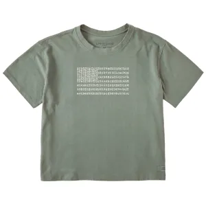 Women's Bert's Herringbone Flag Short Sleeve Crusher Boxy Tee Life is Good
