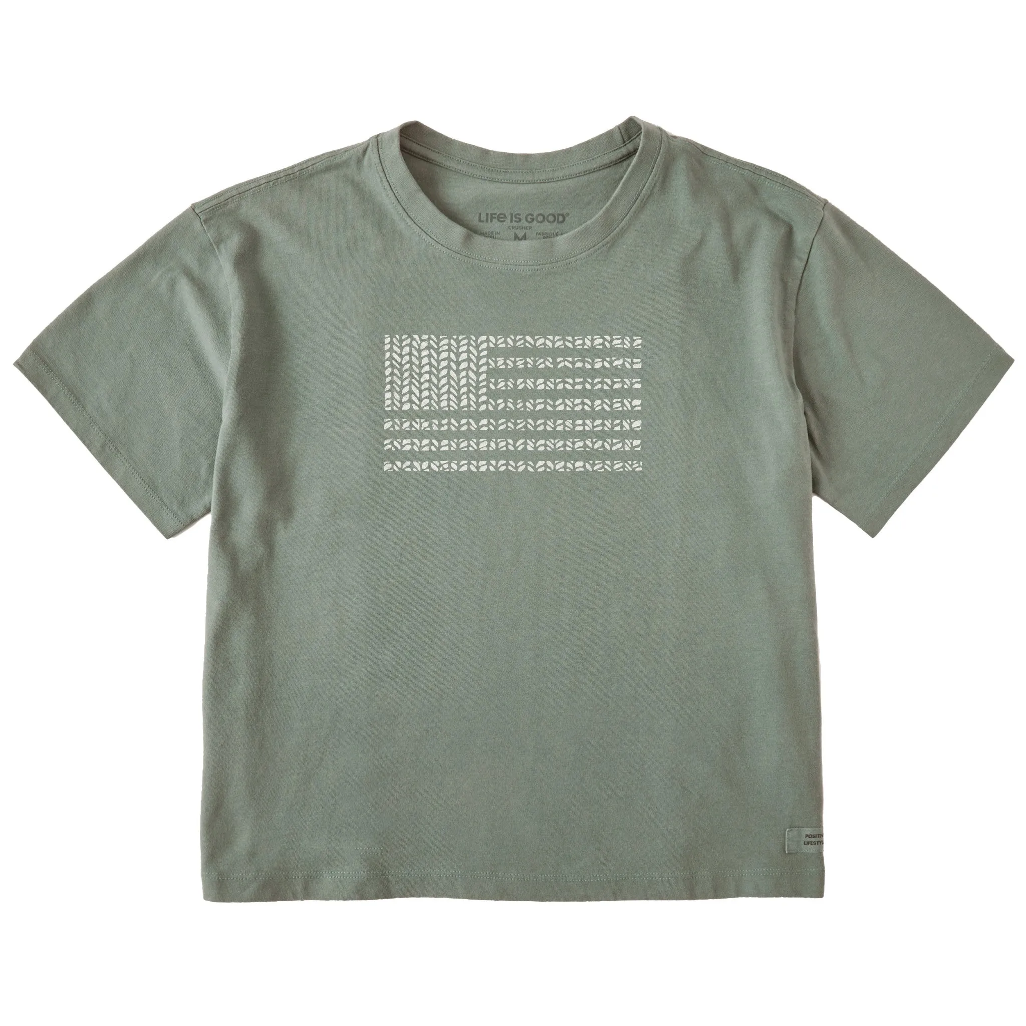 Women's Bert's Herringbone Flag Short Sleeve Crusher Boxy Tee Life is Good