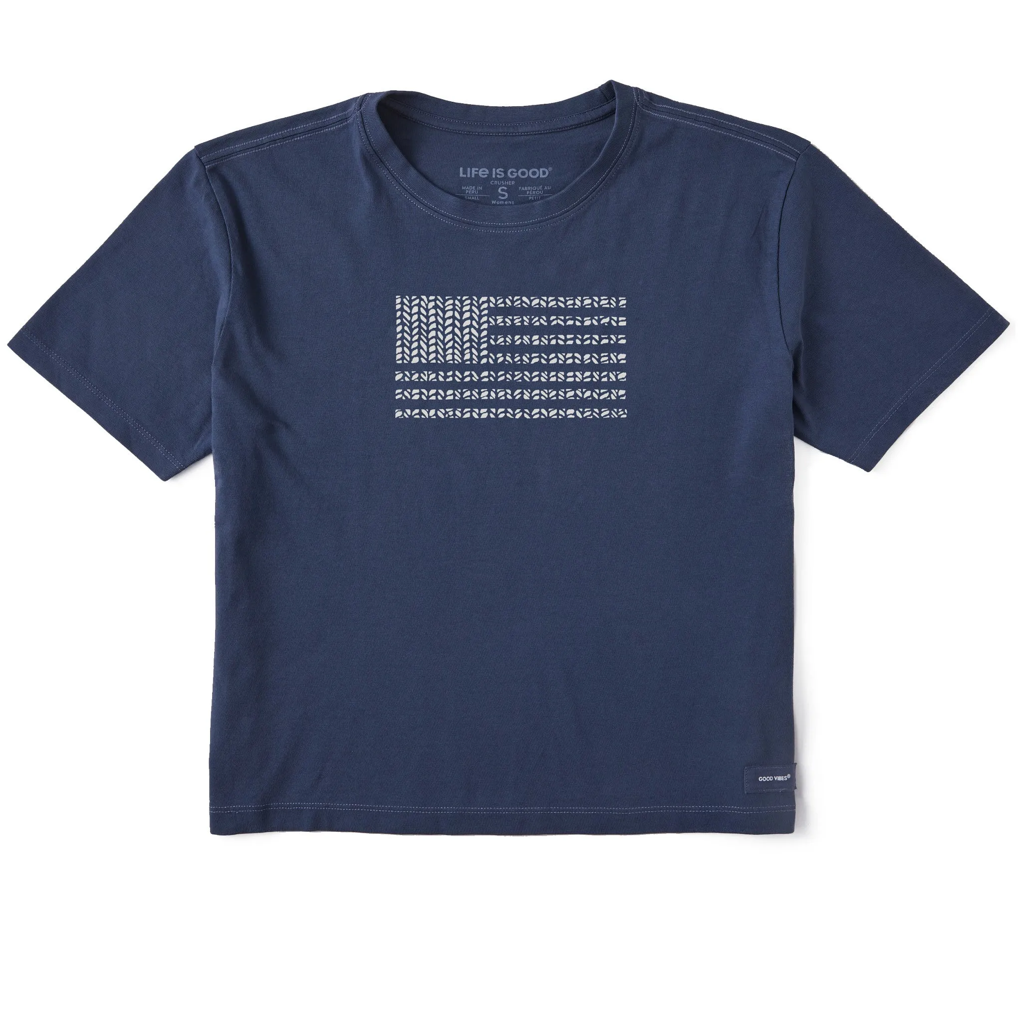 Women's Bert's Herringbone Flag Short Sleeve Crusher Boxy Tee Life is Good