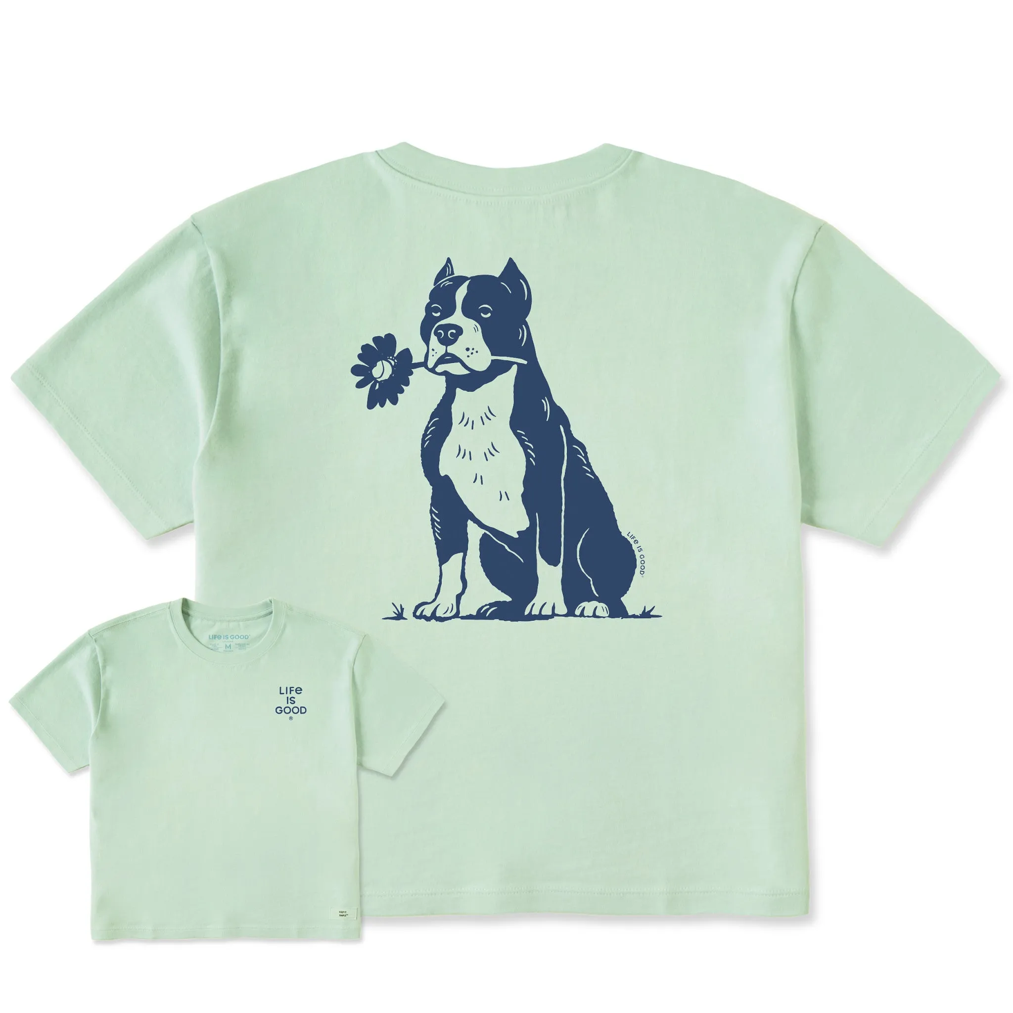 Women's Bert's Pit with Flower Short Sleeve Crusher Boxy Tee Life is Good