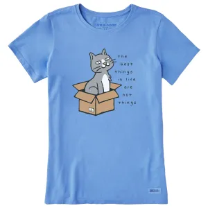 Women's Best Things Cat in a Box Short Sleeve Crusher Tee Life is Good