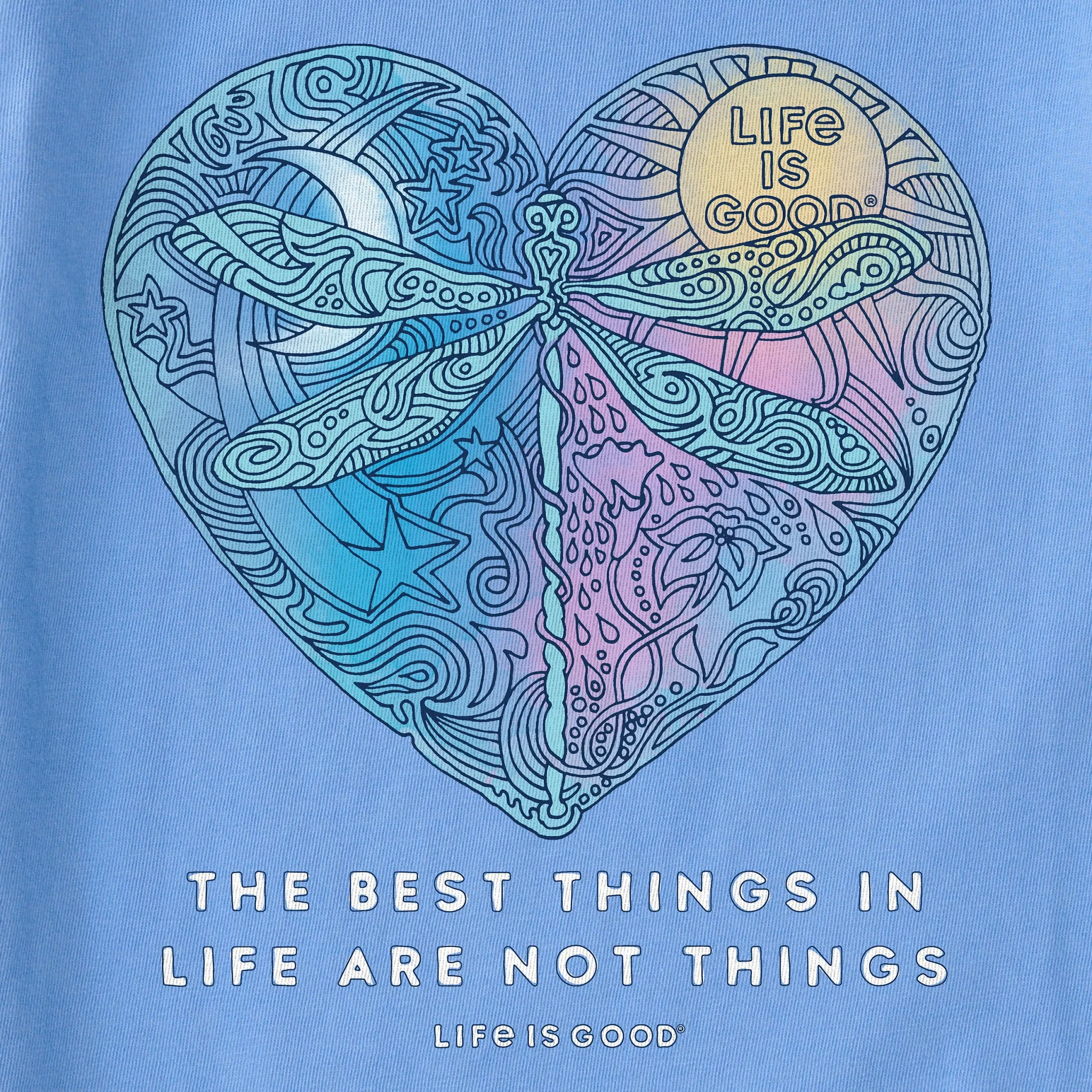 Women's Best Things Dragonfly Heart Long Sleeve Crusher Tee Life is Good