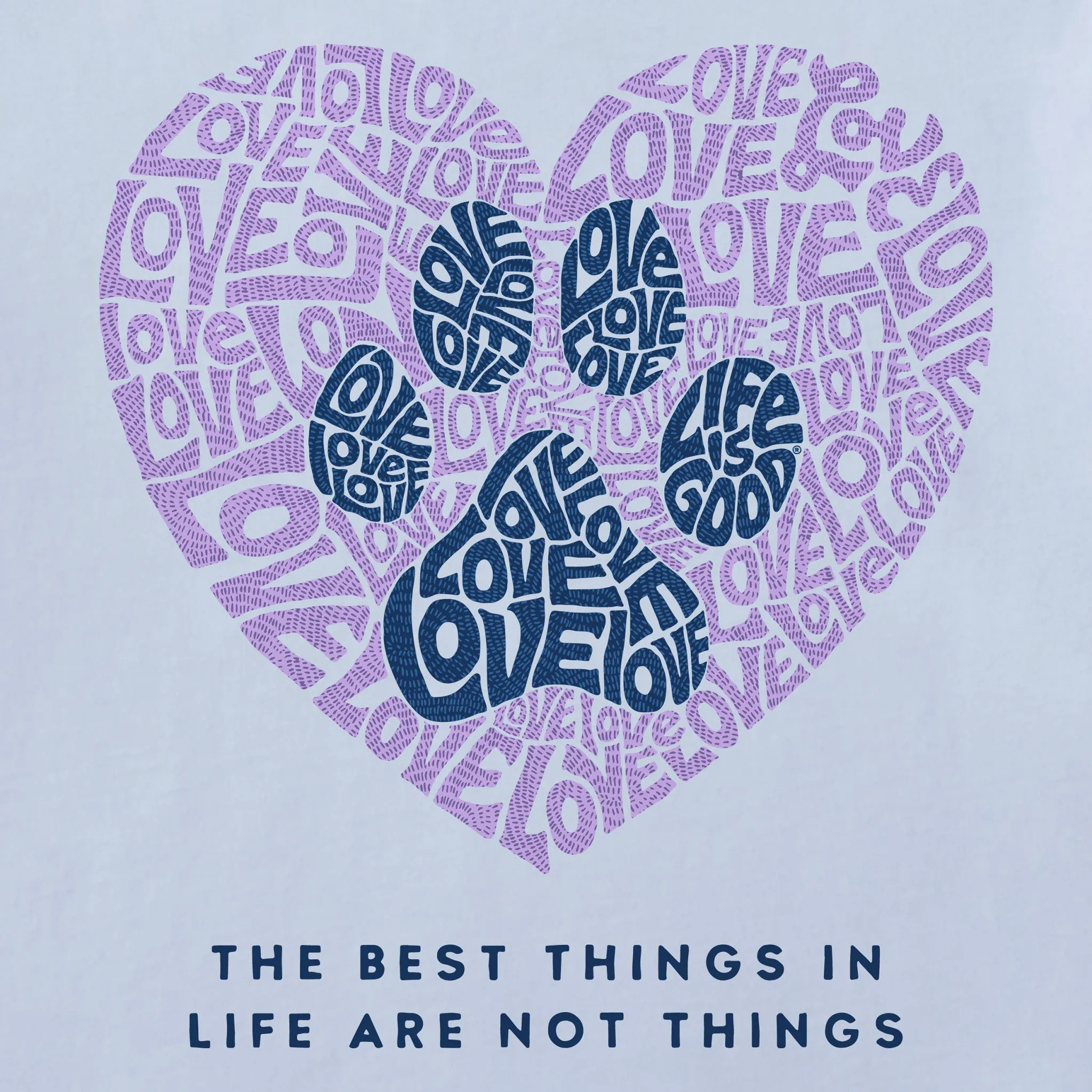 Women's Best Things Paw Heart Short Sleeve Crusher Tee Life is Good