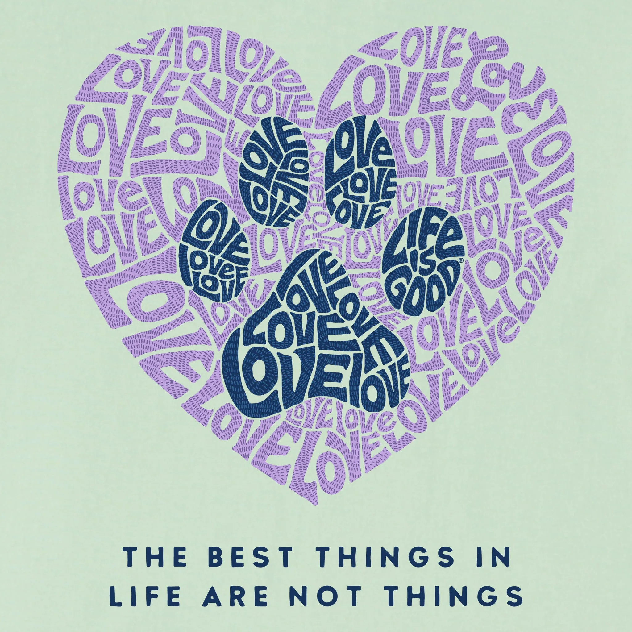 Women's Best Things Paw Heart Short Sleeve Vee Life is Good