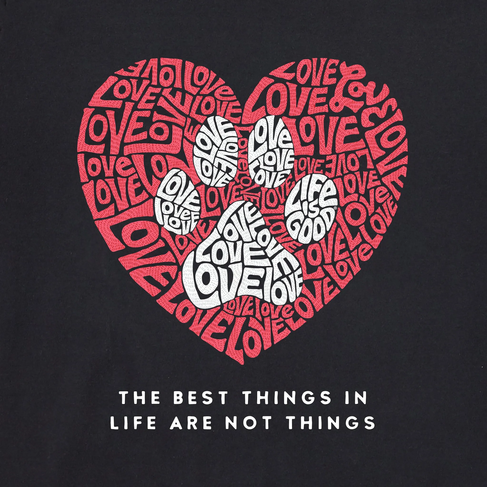 Women's Best Things Paw Heart Short Sleeve Vee Life is Good