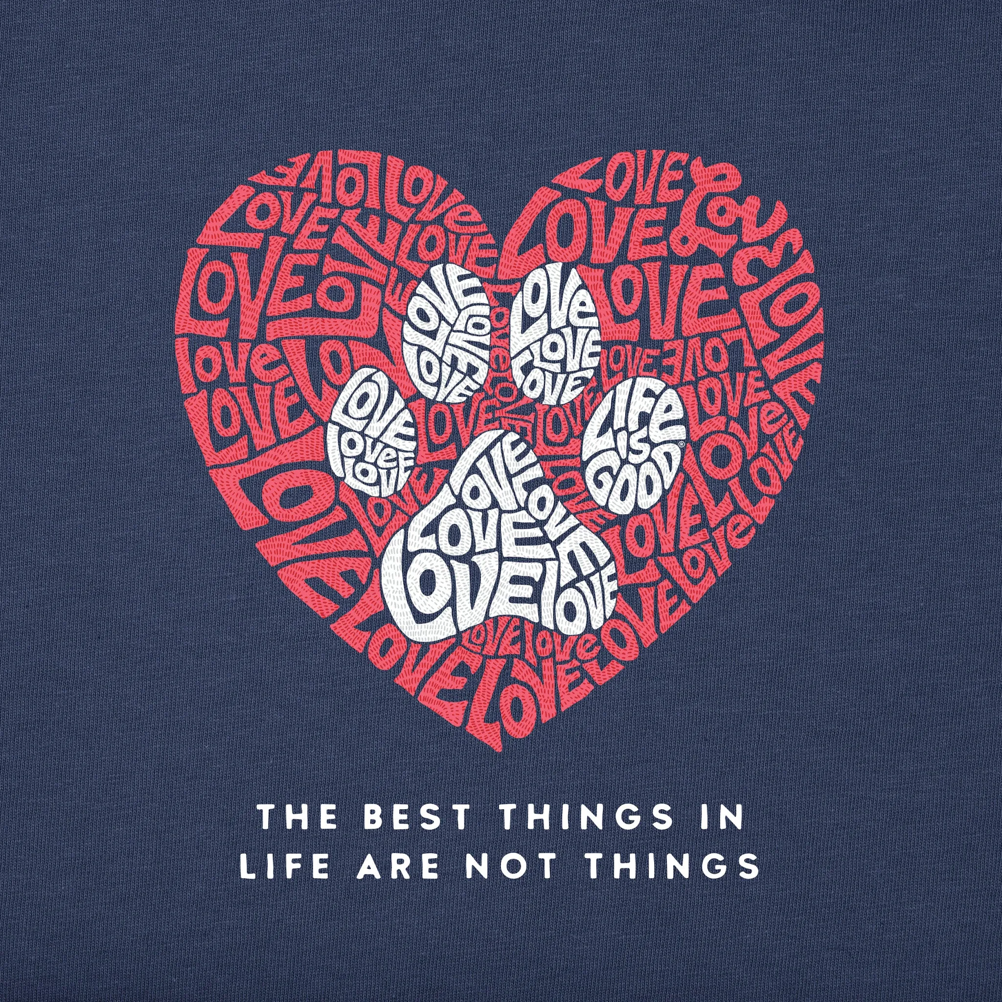 Women's Best Things Paw Heart Short Sleeve Vee Life is Good