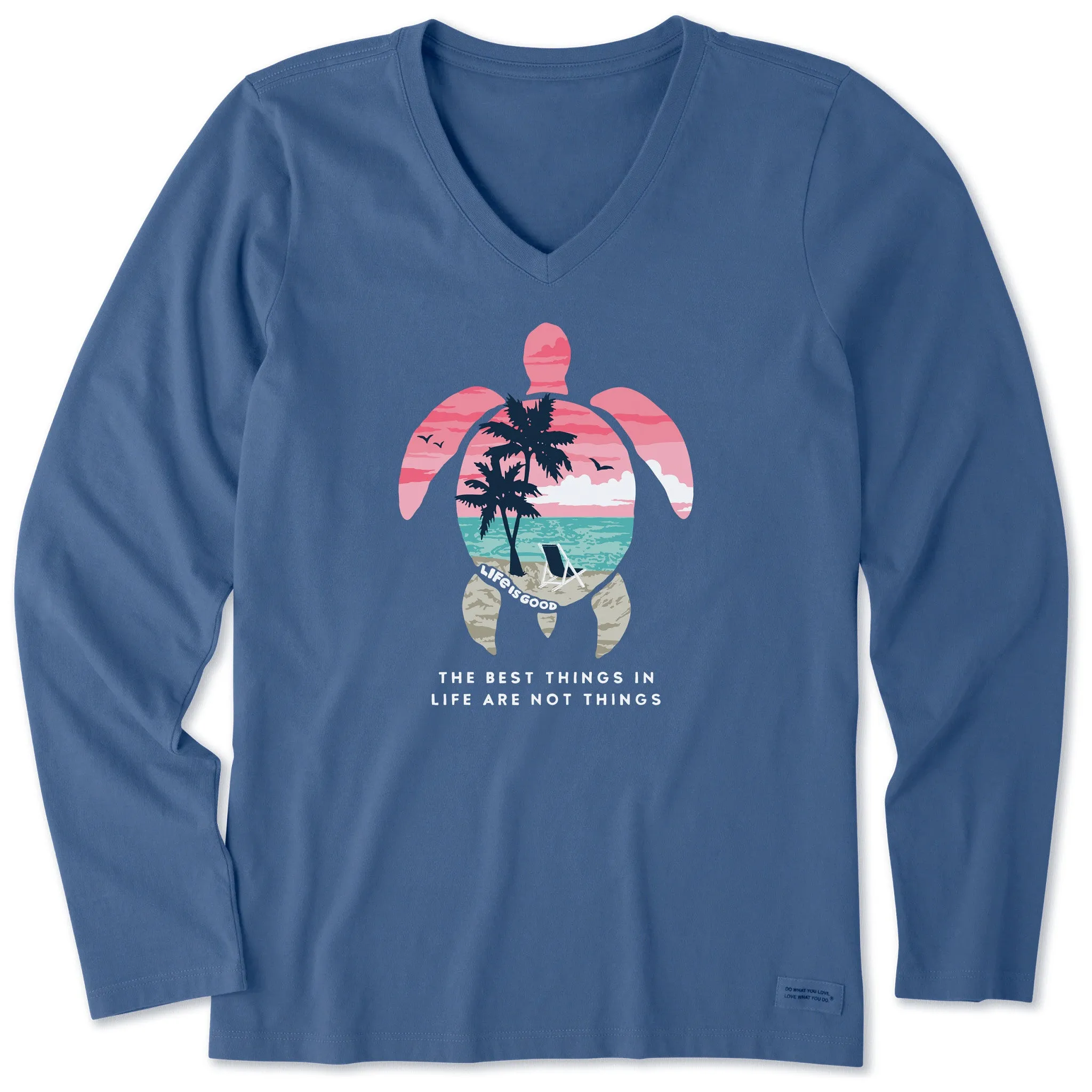 Women's Best Things Sea Turtle Beach Long Sleeve Crusher Vee Life is Good