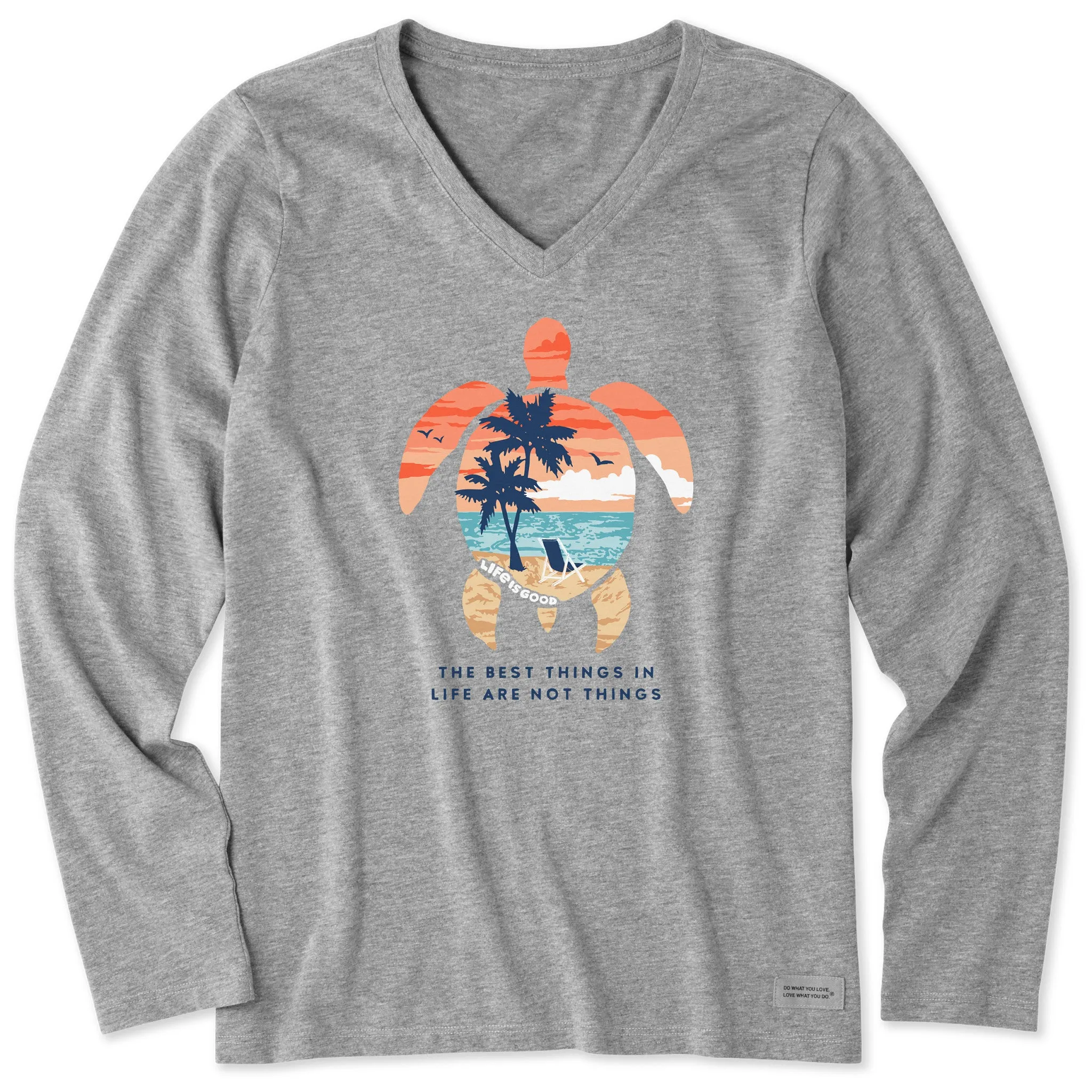 Women's Best Things Sea Turtle Beach Long Sleeve Crusher Vee Life is Good
