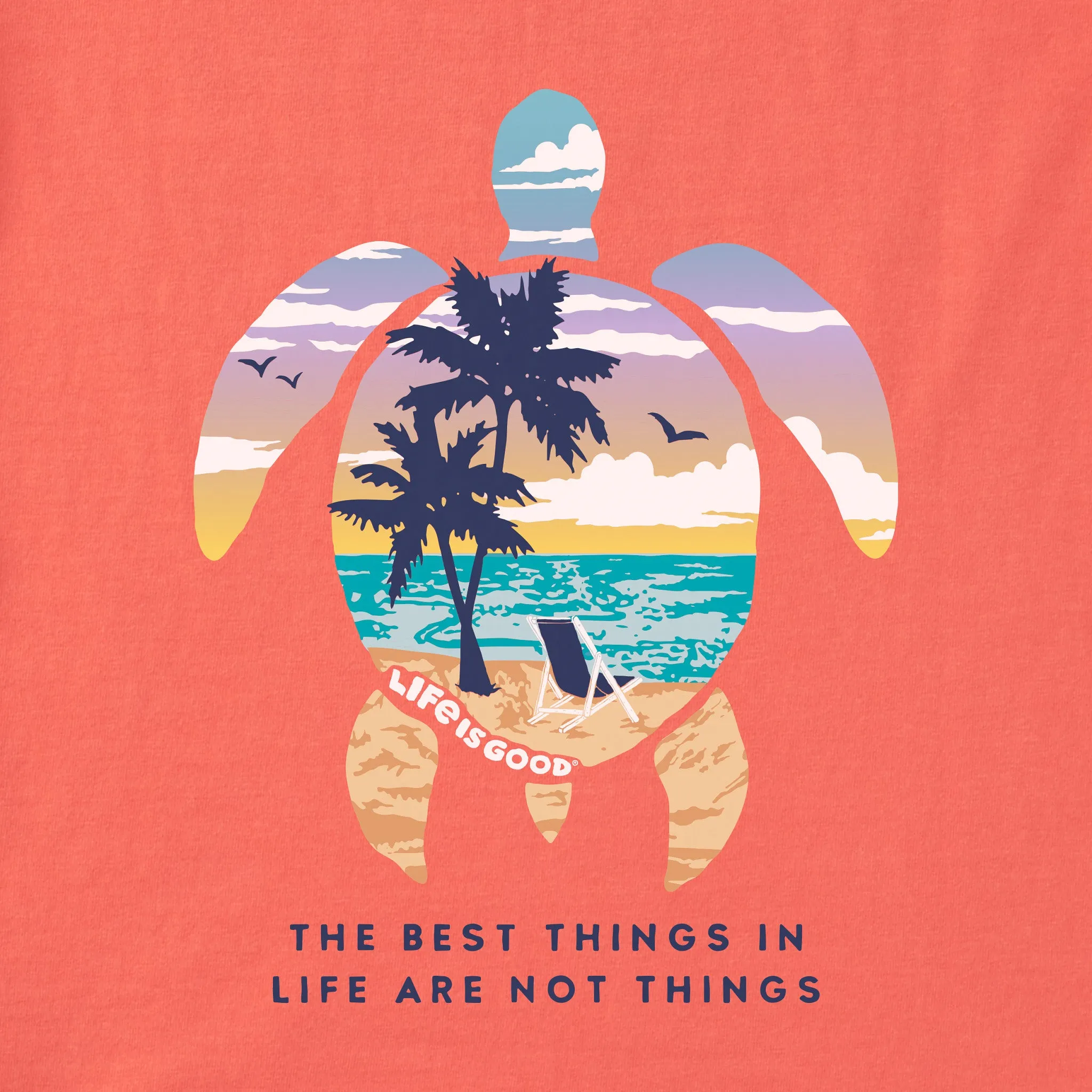 Women's Best Things Sea Turtle Beach Short Sleeve Vee Life is Good