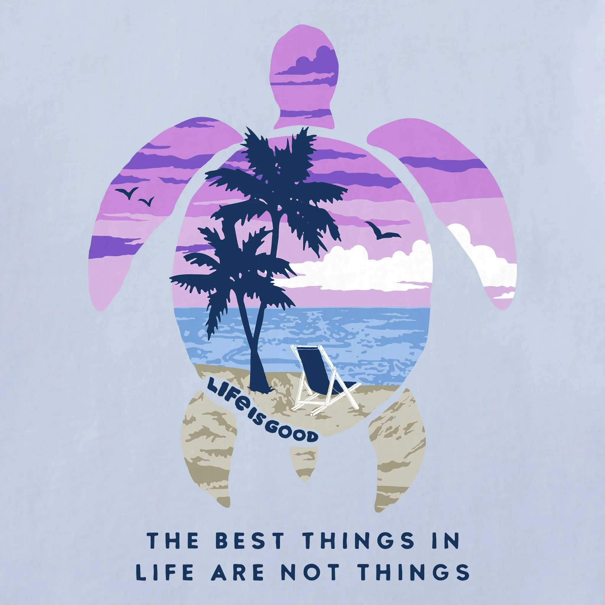Women's Best Things Sea Turtle Beach Short Sleeve Vee Life is Good