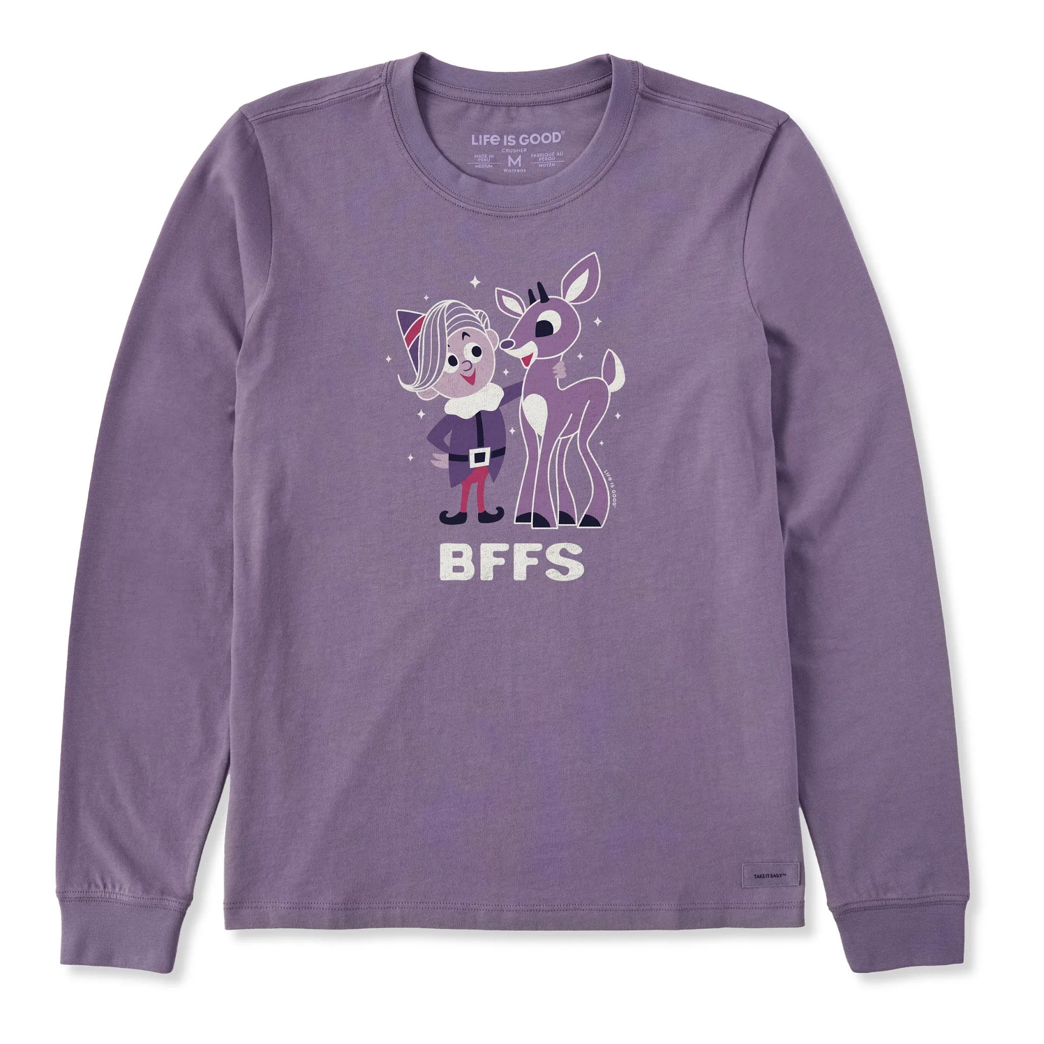 Women's BFFS Rudolph and Hermey Long Sleeve Crusher Tee Life is Good