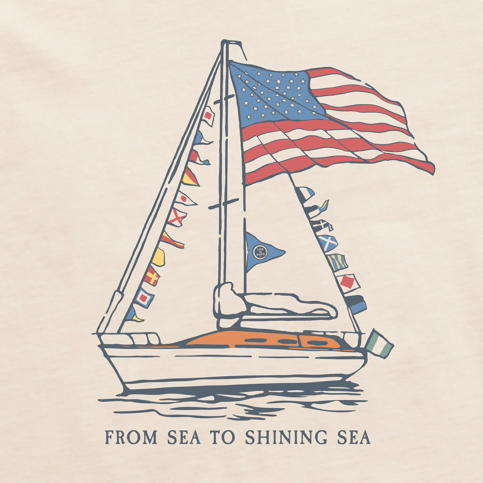 Women's Big USA Sailboat Short Sleeve Tee Life is Good