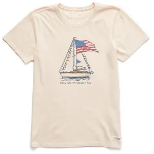 Women's Big USA Sailboat Short Sleeve Tee Life is Good