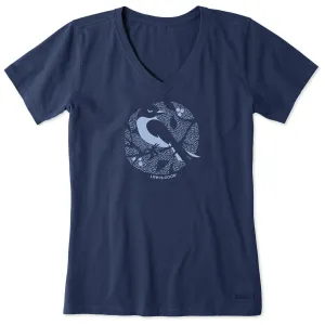 Women's Bird in the Branches Short Sleeve Crusher Vee Life is Good