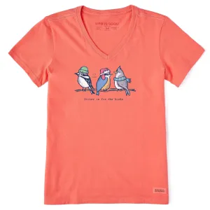 Women's Birds Winter is for the Birds Short Sleeve Crusher Vee Life is Good