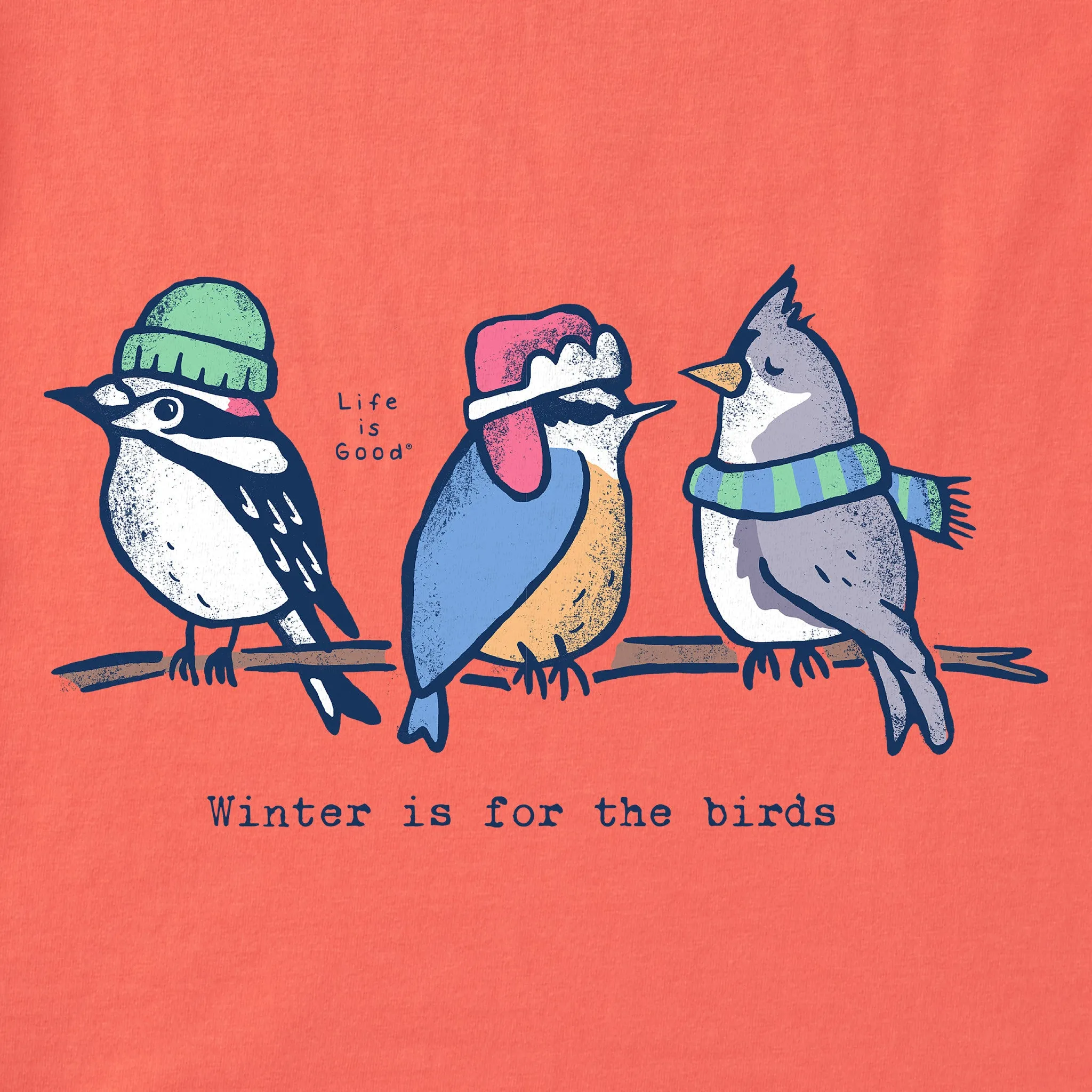 Women's Birds Winter is for the Birds Short Sleeve Crusher Vee Life is Good