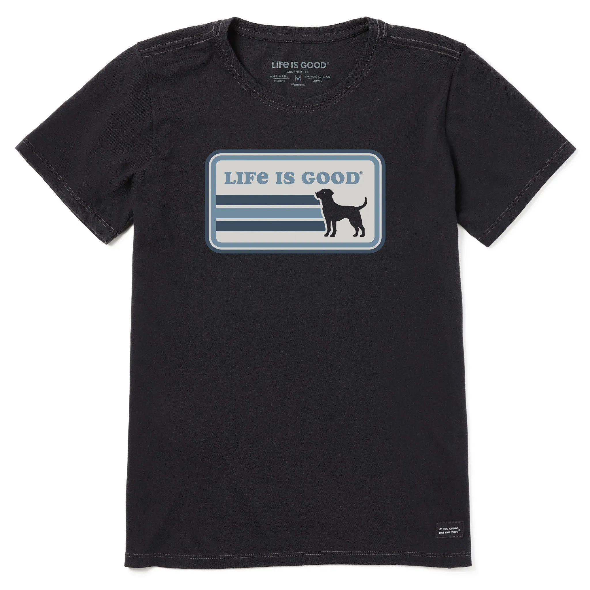 Women's Black Lab Stripes Short Sleeve Tee Life is Good
