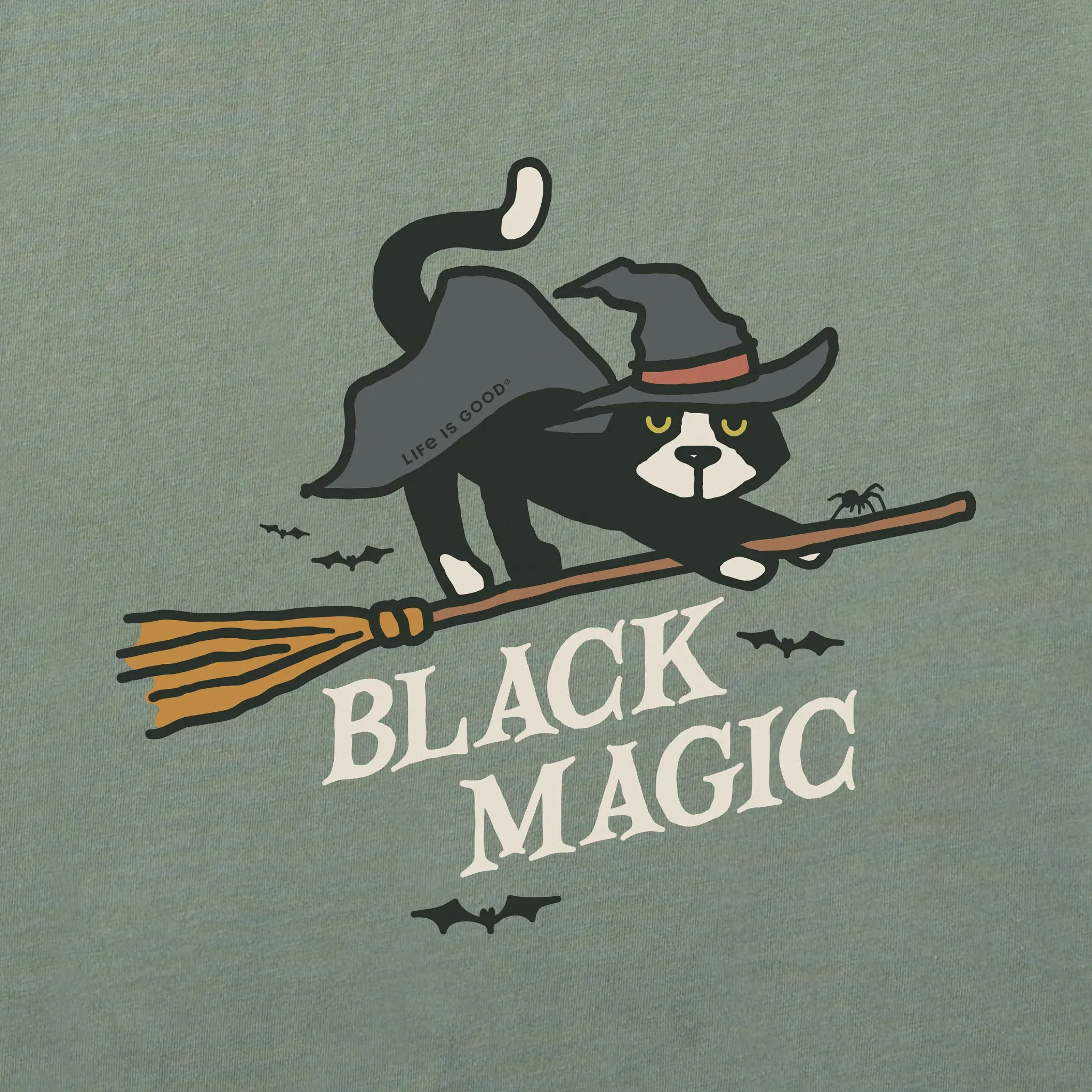 Women's Black Magic Broomstick Long Sleeve Crusher Boxy Tee Life is Good