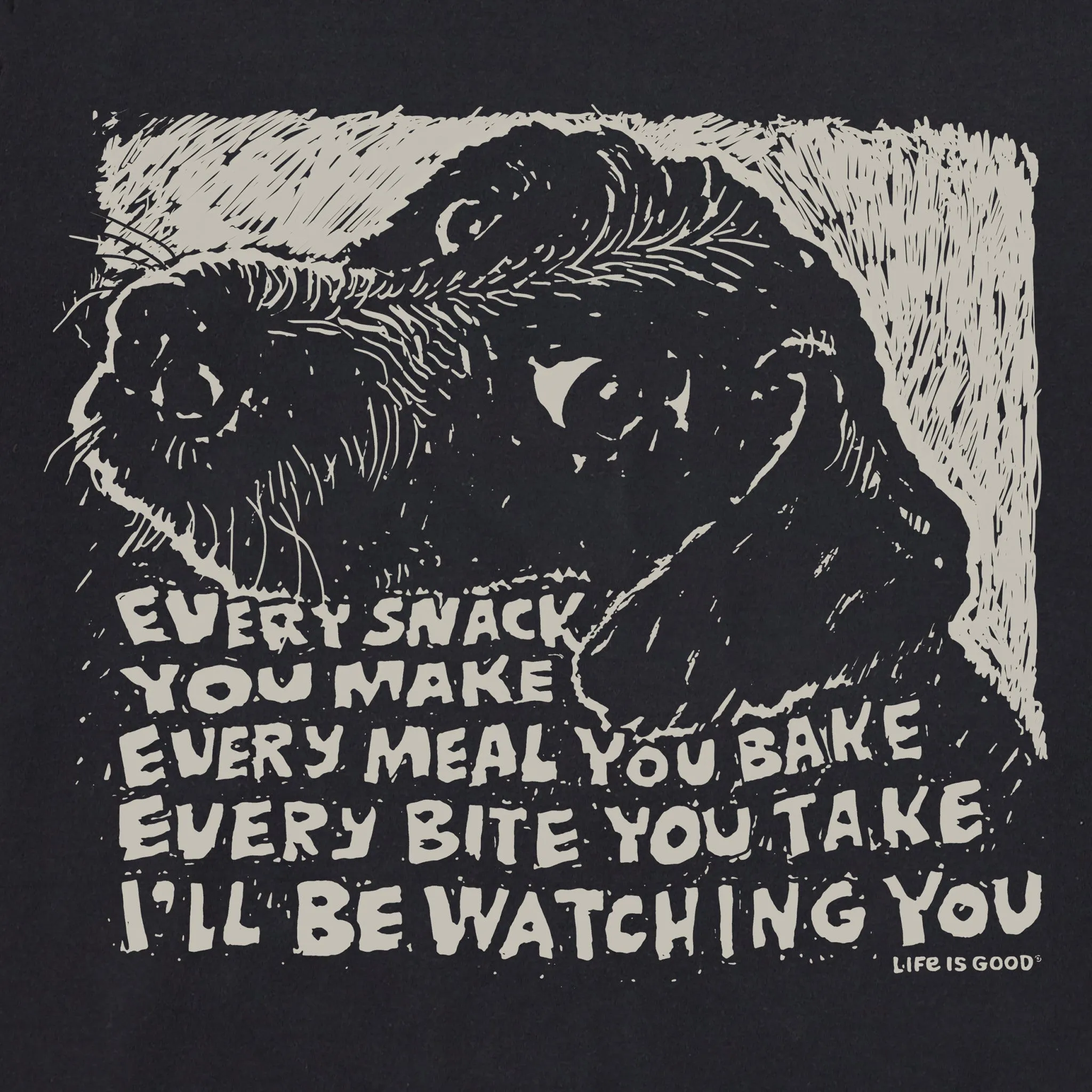 Women's Black Snack Dog Short Sleeve Tee Life is Good