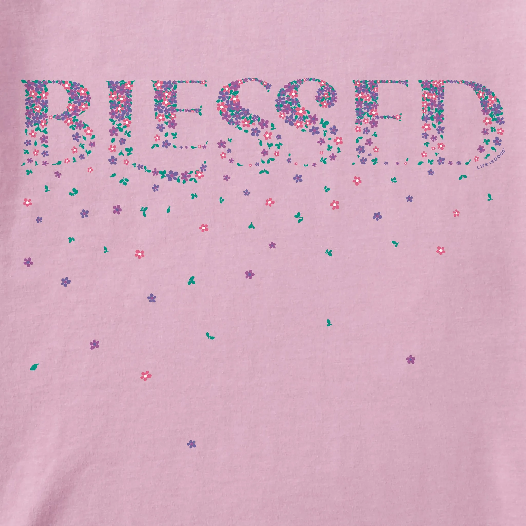 Women's Blessed Spring Flowers Short Sleeve Vee Life is Good