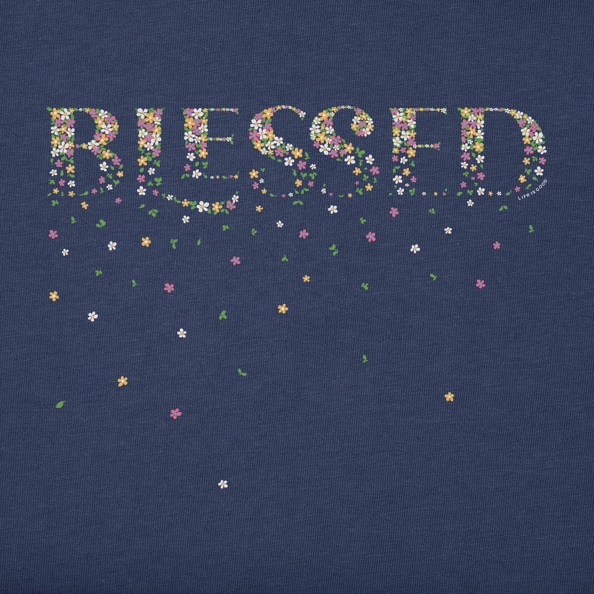 Women's Blessed Spring Flowers Short Sleeve Vee Life is Good
