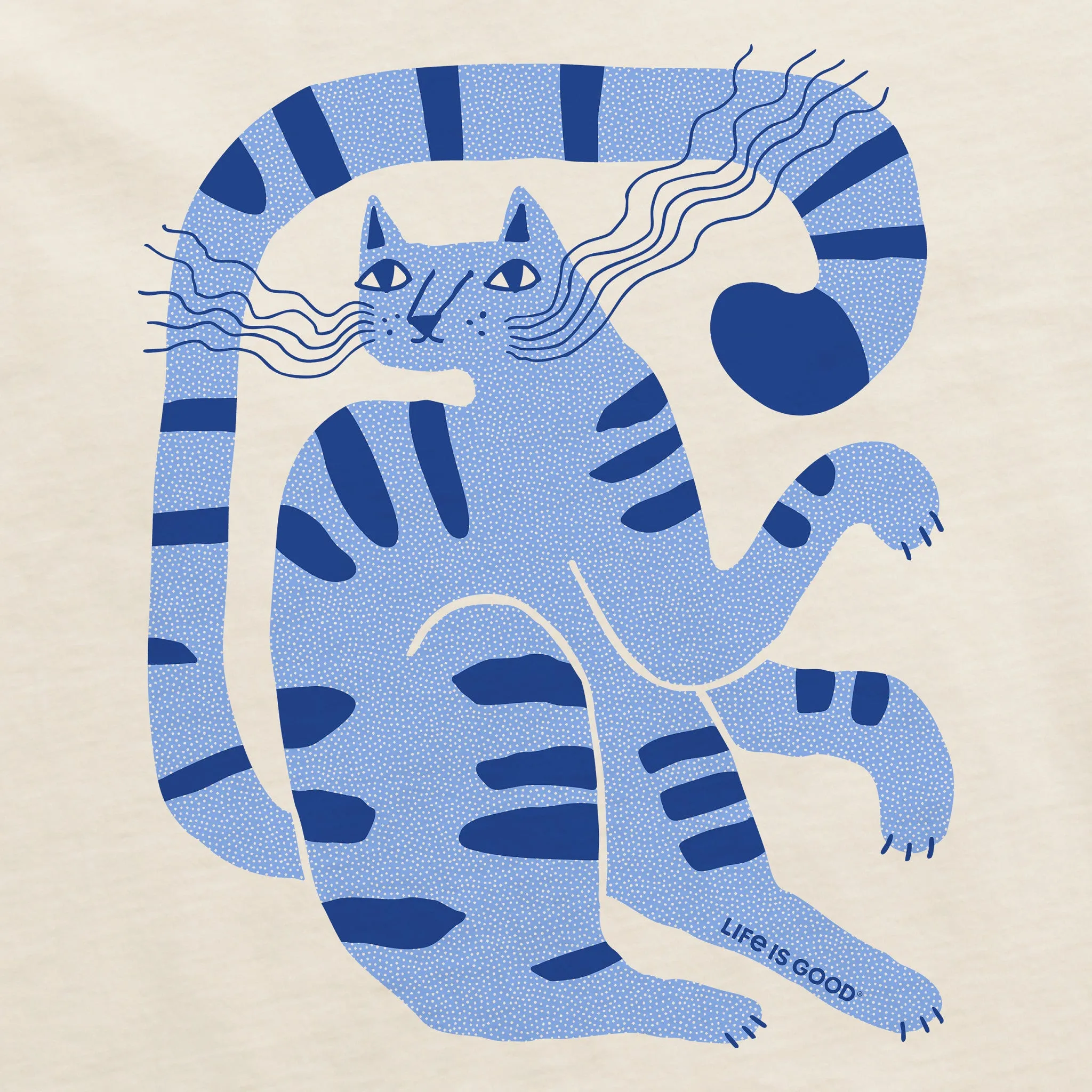 Women's Blue Cat Short Sleeve Crusher Boxy Tee Life is Good