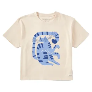 Women's Blue Cat Short Sleeve Crusher Boxy Tee Life is Good