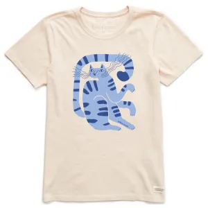 Women's Blue Cat Short Sleeve Crusher Tee Life is Good