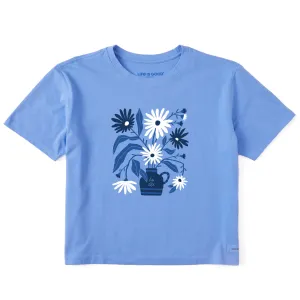 Women's Blue Daisies Short Sleeve Crusher Boxy Tee Life is Good