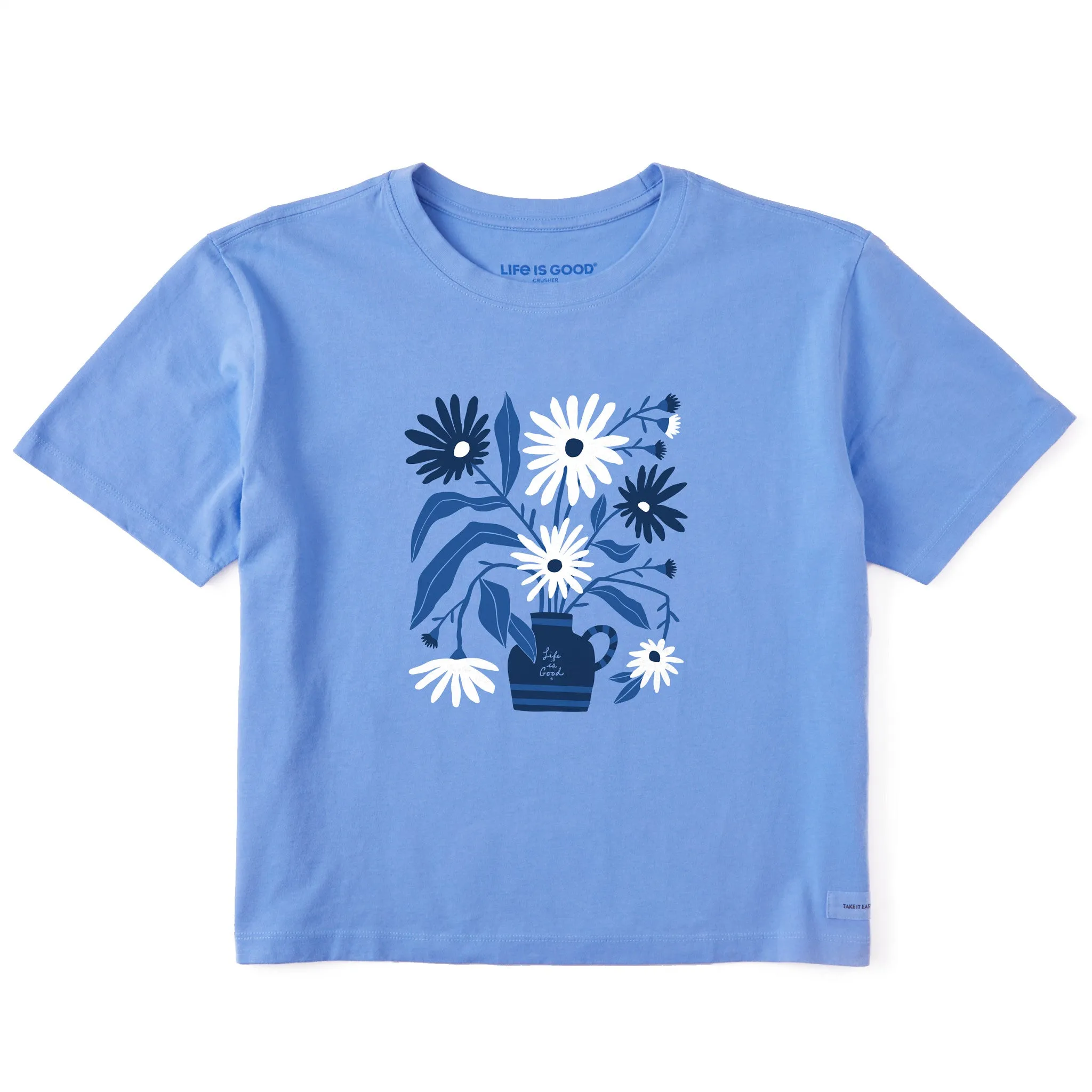 Women's Blue Daisies Short Sleeve Crusher Boxy Tee Life is Good