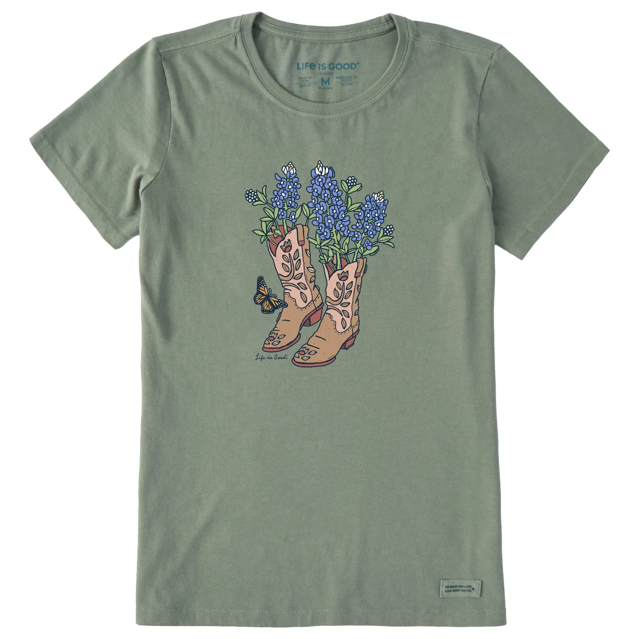 Women's Boots and Blue Bonnets Short Sleeve Tee Life is Good