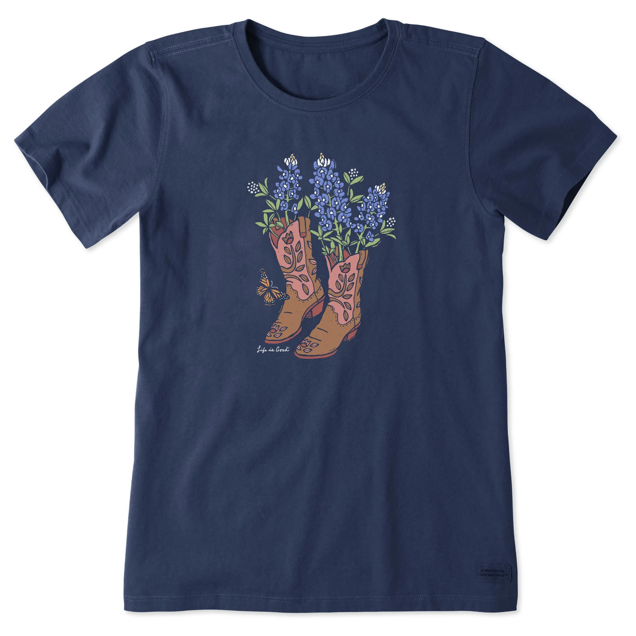 Women's Boots and Blue Bonnets Short Sleeve Tee Life is Good