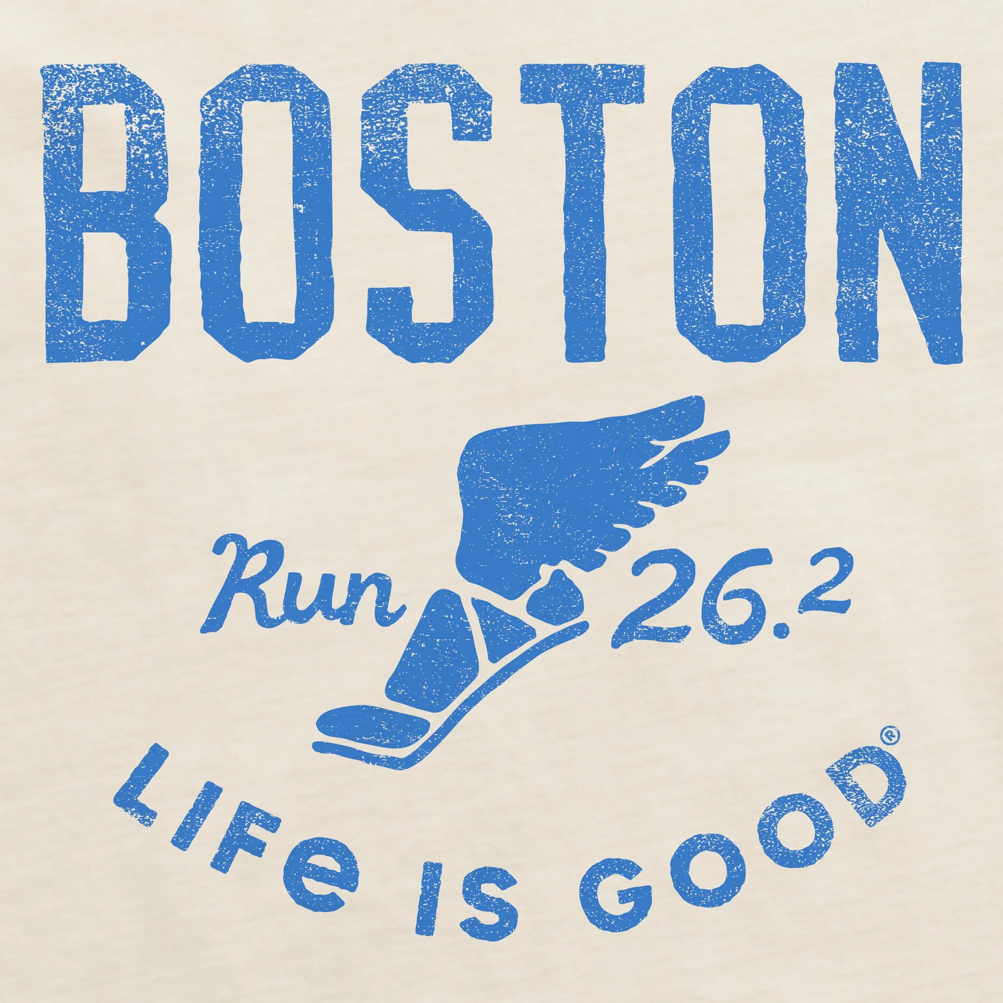 Women's Boston 26.2 Wings Short Sleeve Crusher Boxy Tee Life is Good