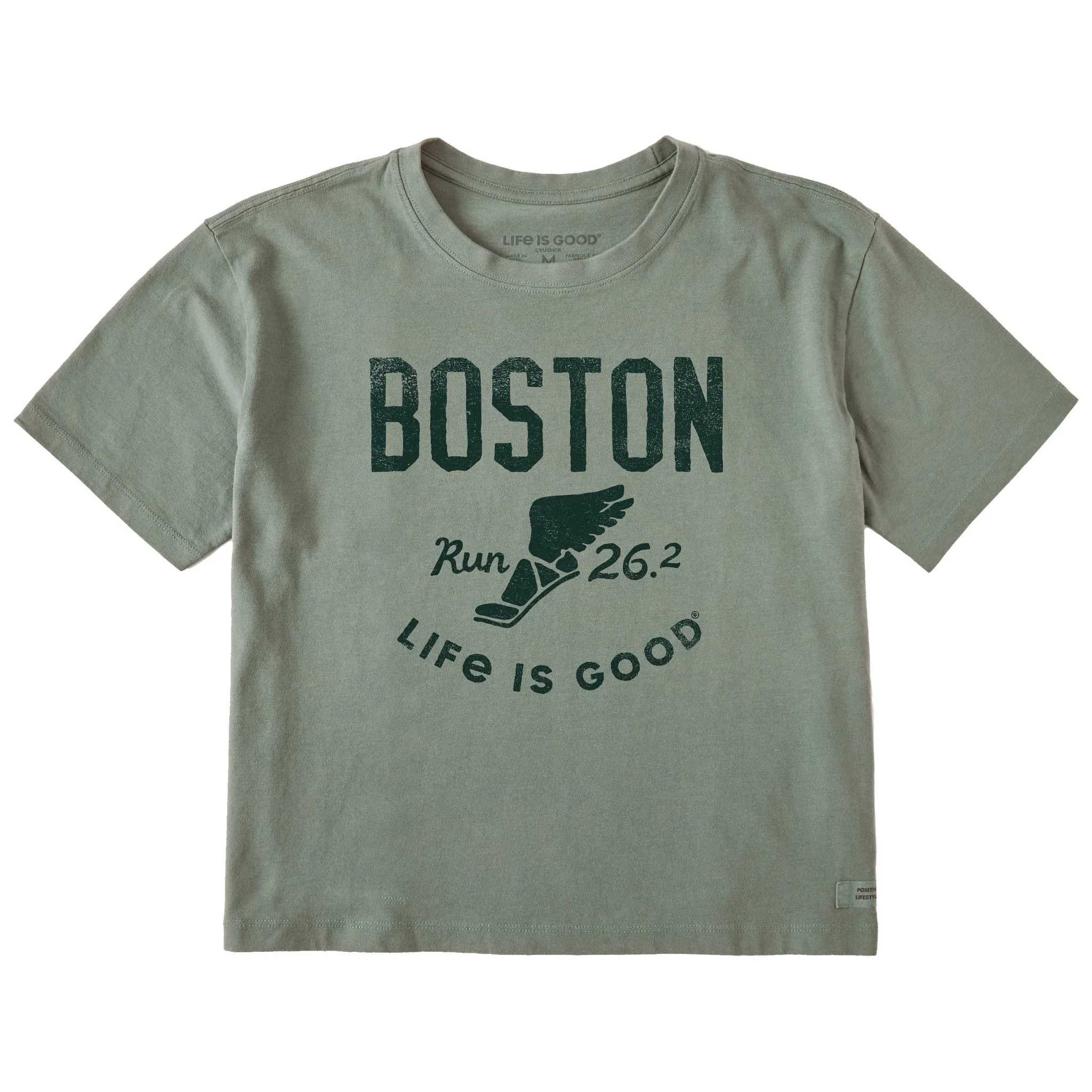 Women's Boston 26.2 Wings Short Sleeve Crusher Boxy Tee Life is Good