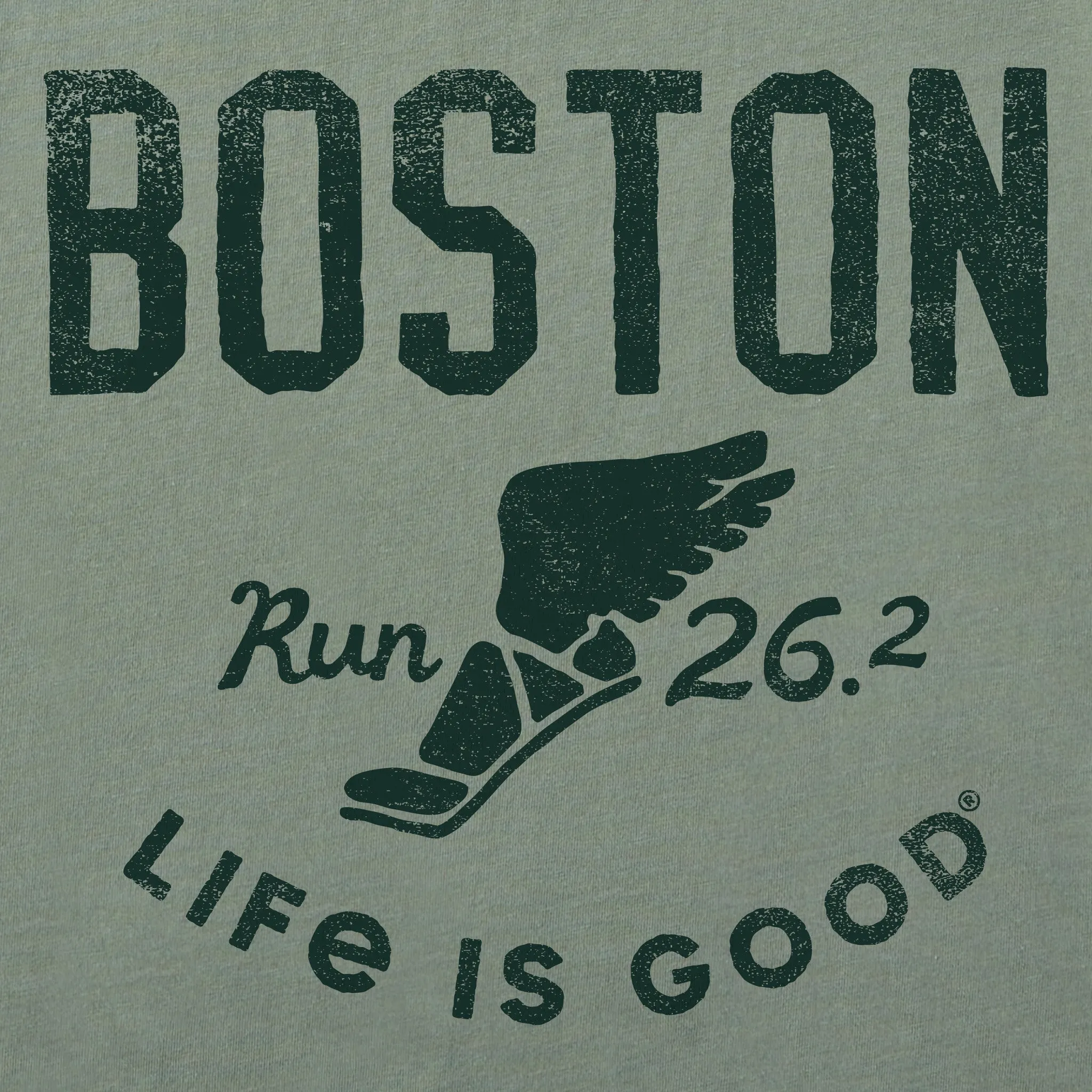Women's Boston 26.2 Wings Short Sleeve Crusher Boxy Tee Life is Good