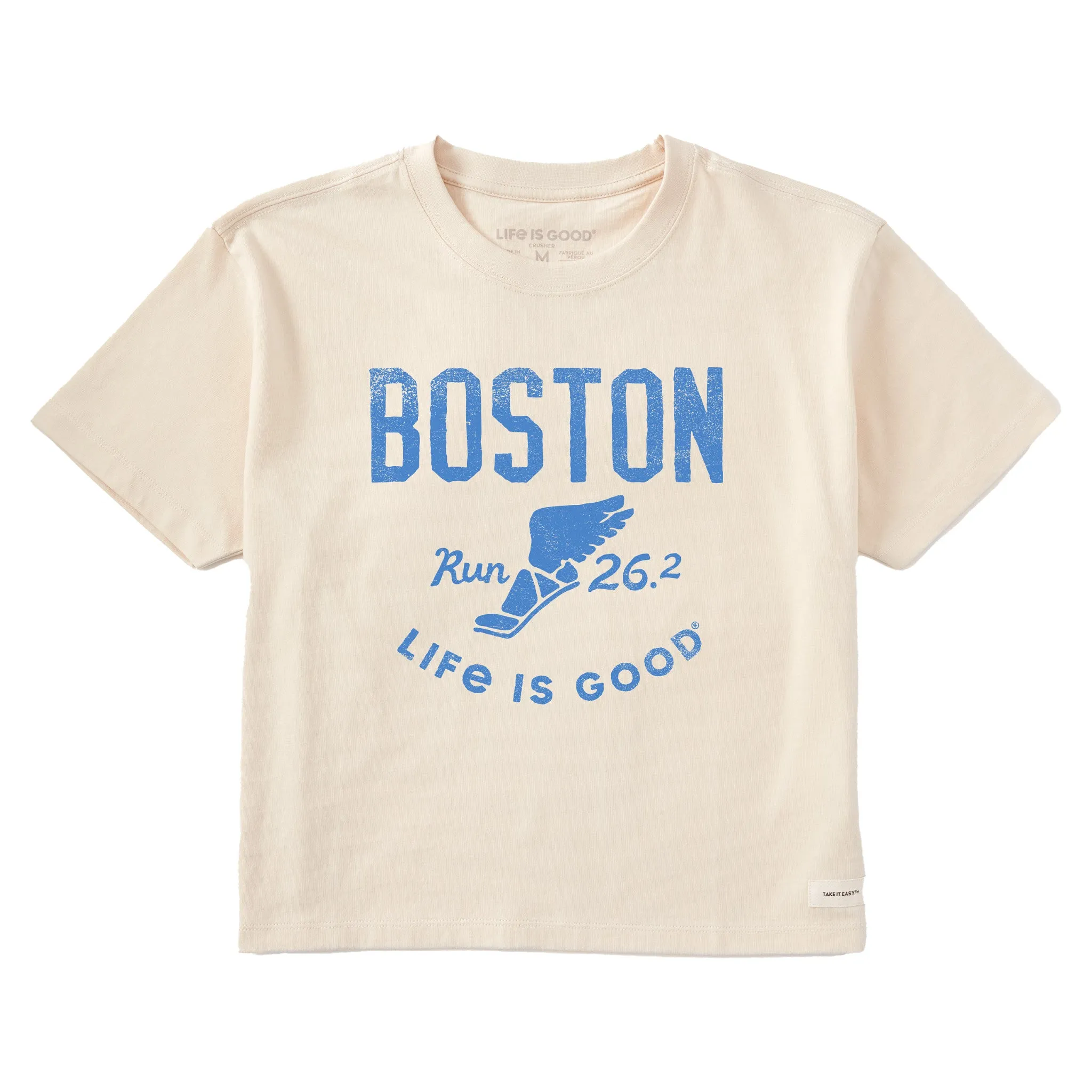 Women's Boston 26.2 Wings Short Sleeve Crusher Boxy Tee Life is Good