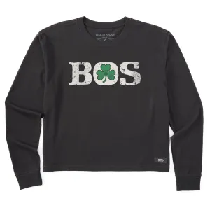 Women's Boston Shamrock Long Sleeve Crusher Boxy Tee Life is Good