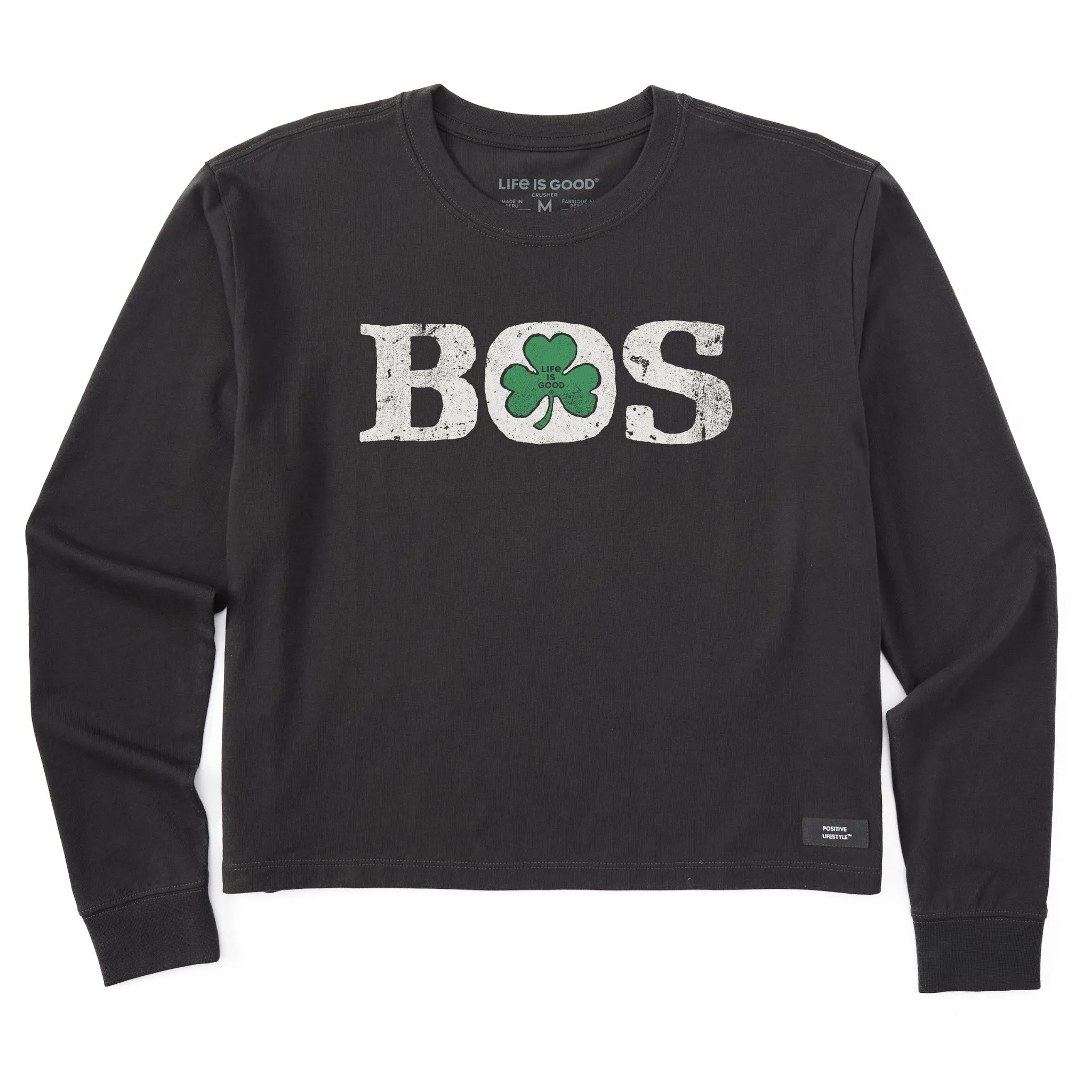 Women's Boston Shamrock Long Sleeve Crusher Boxy Tee Life is Good