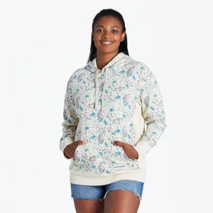 Women's Botanical Butterfly Pattern Simply True Fleece Hoodie Life is Good