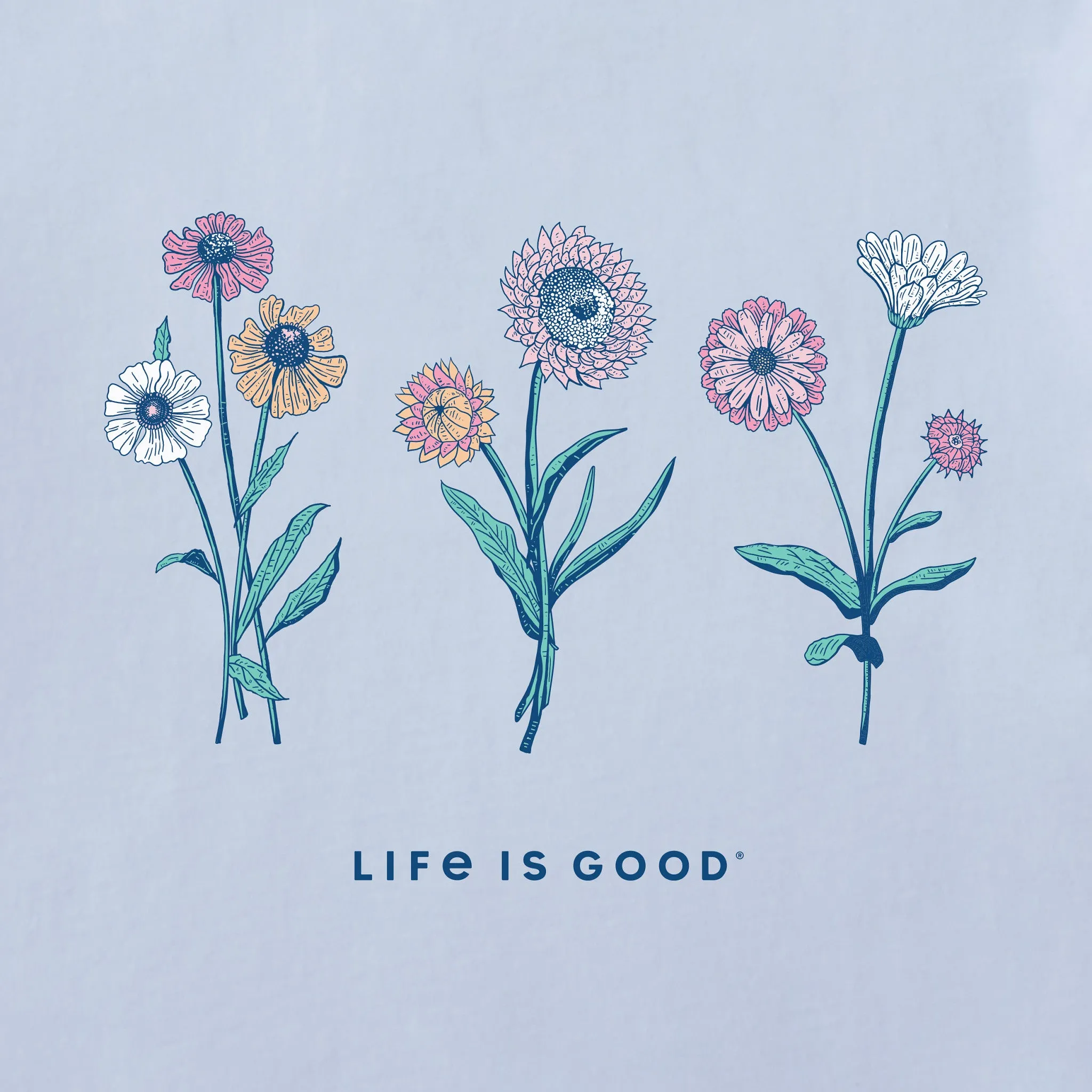 Women's Botanical Flowers Long Sleeve Crusher Tee Life is Good