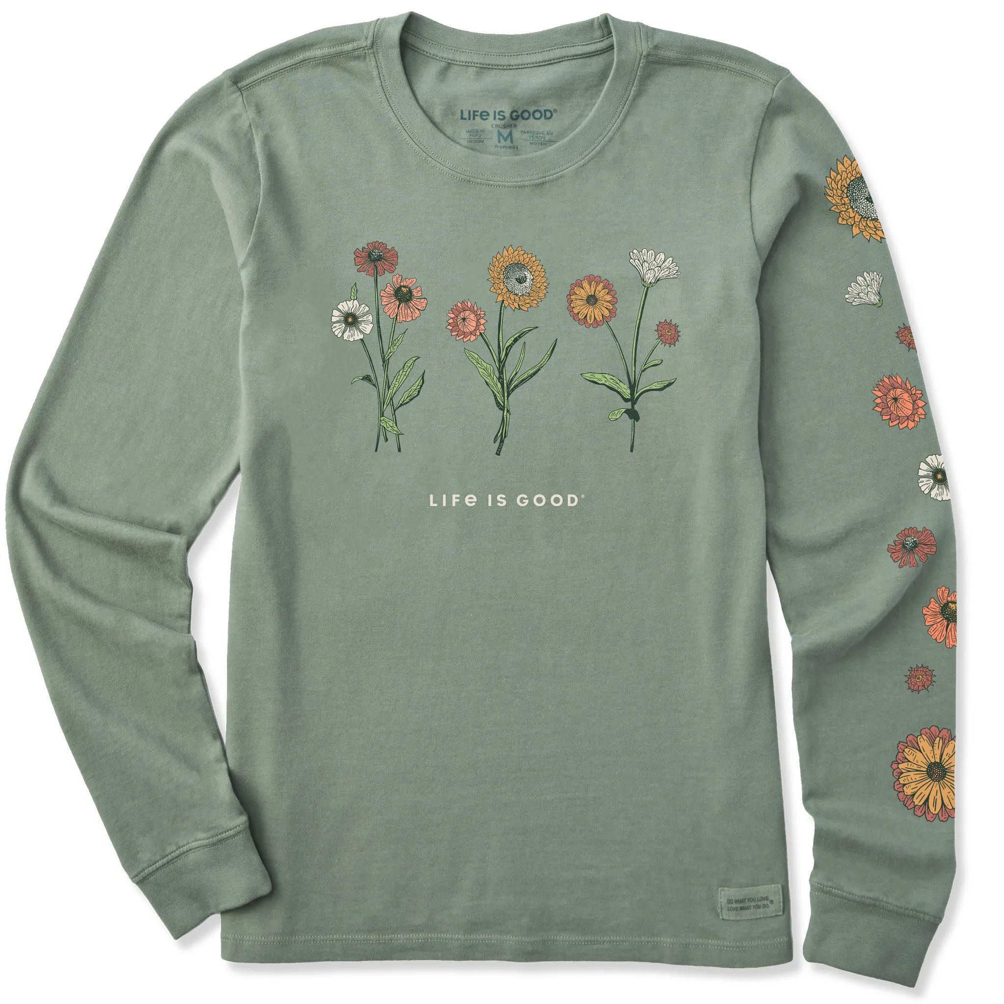 Women's Botanical Flowers Long Sleeve Crusher Tee Life is Good